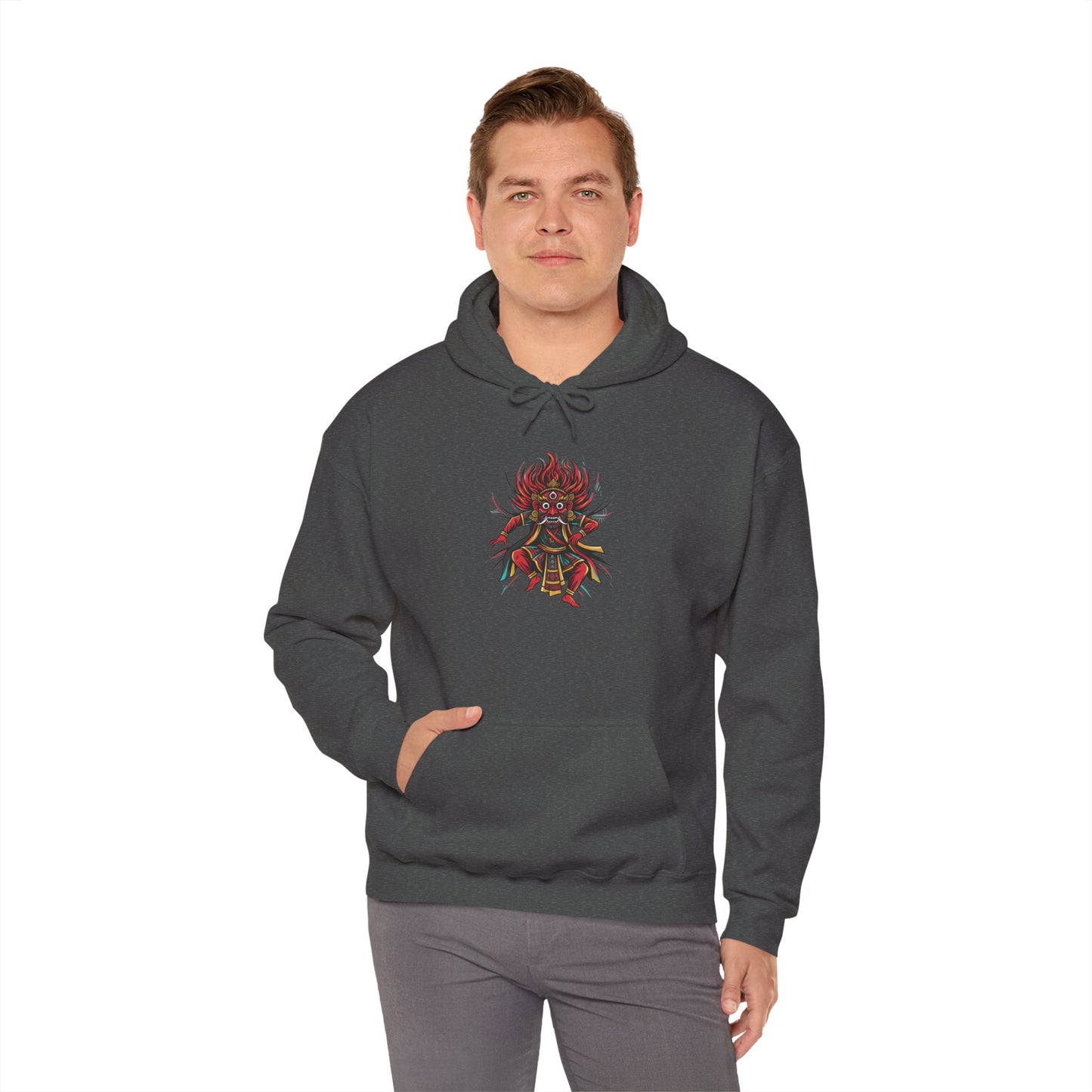 Demonic Oni Mask Hoodie — Japanese Demon Illustration Sweatshirt