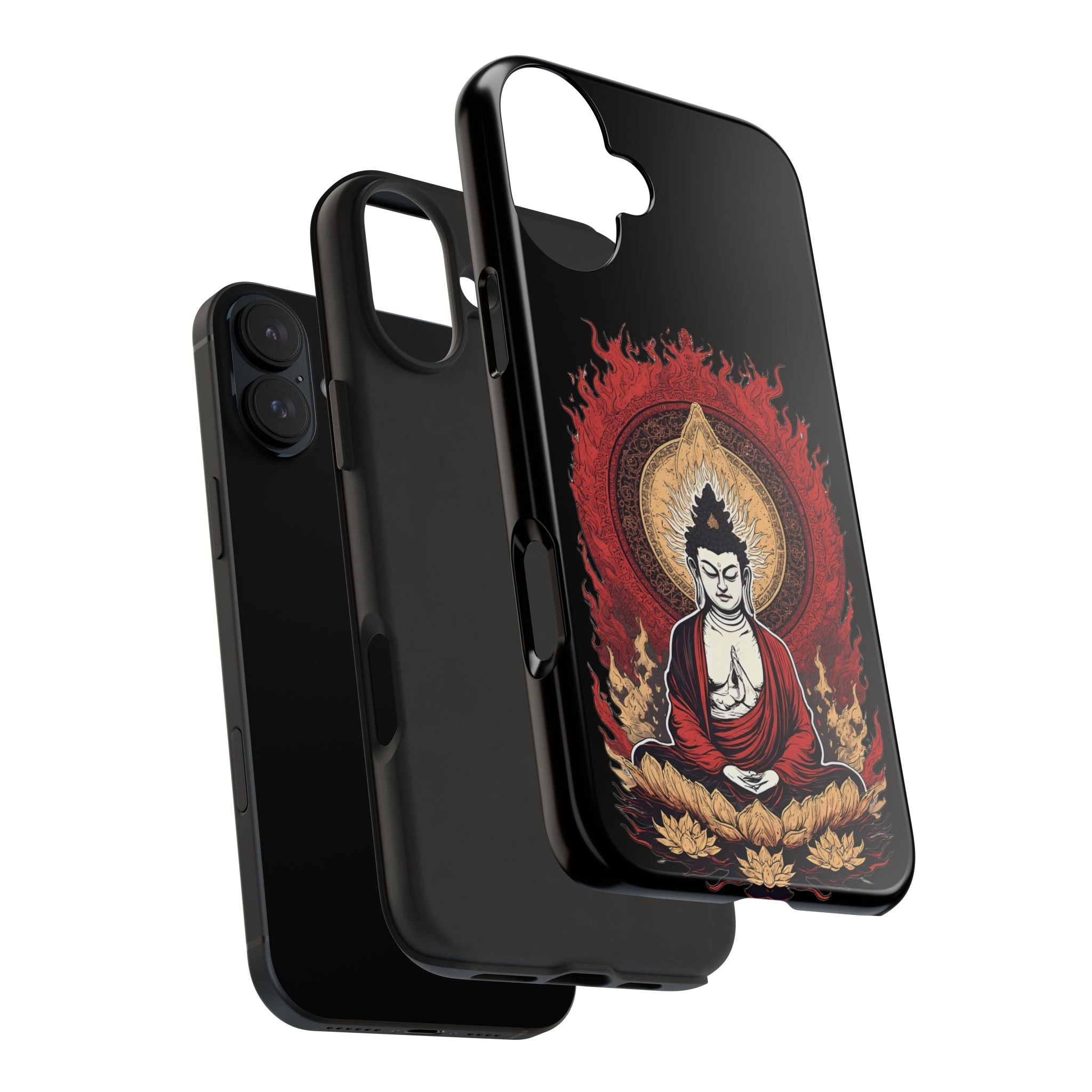 Buddha Meditation Tough Phone Case — Flame Halo Lotus Spiritual Protective Cover