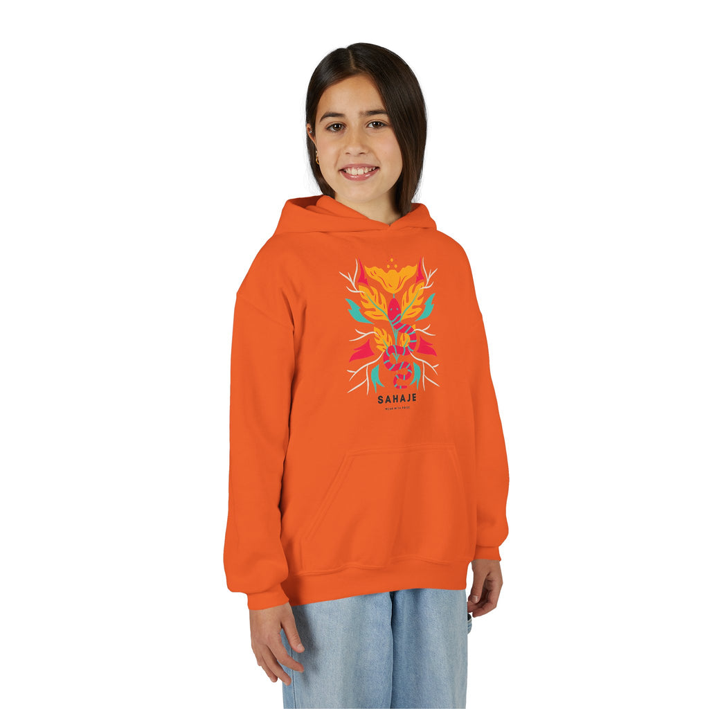 Youth Hoodie — Colorful Sahaja Floral Serpent Design