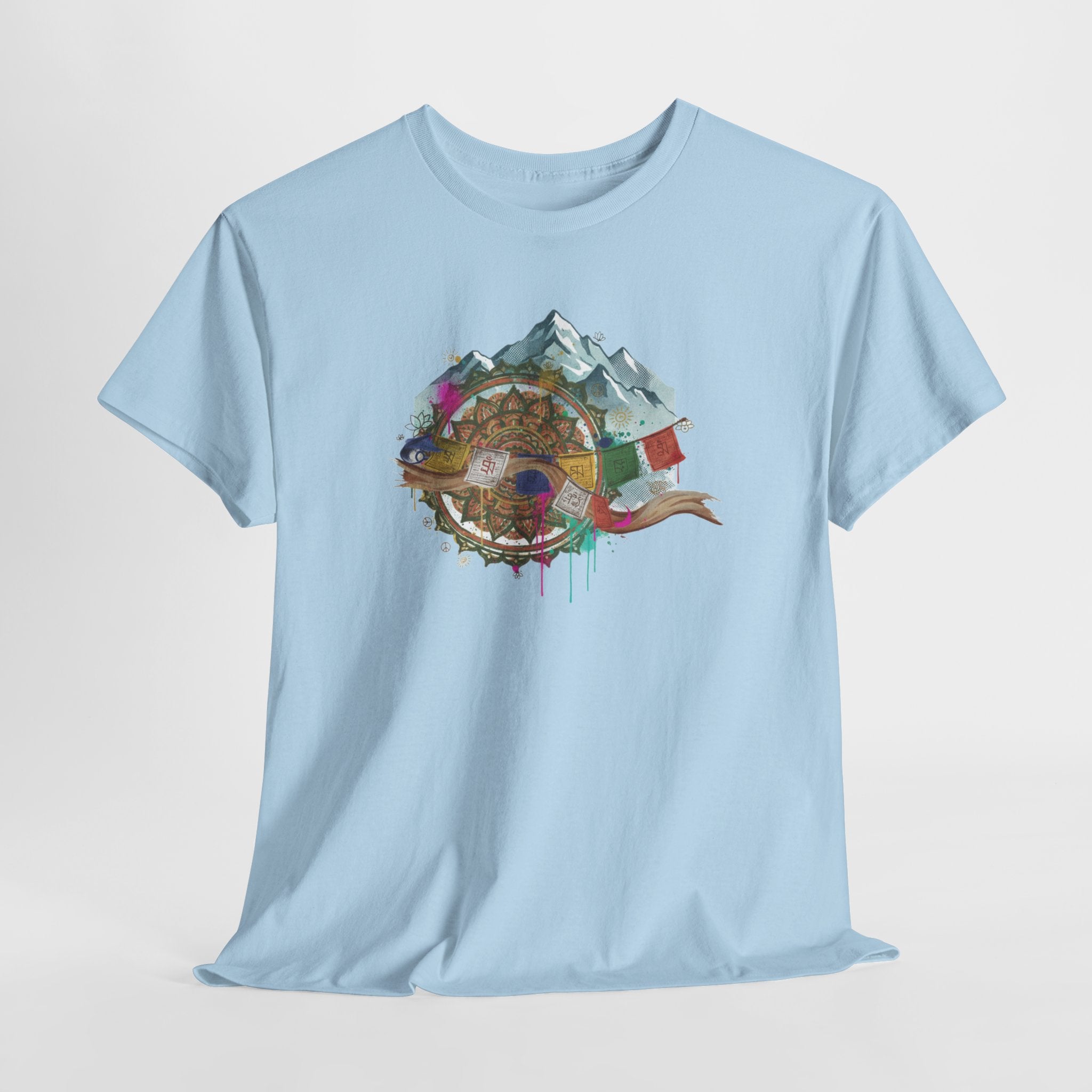 Adventure Compass Graphic Tee — Mountain, Globe & Flag Illustration