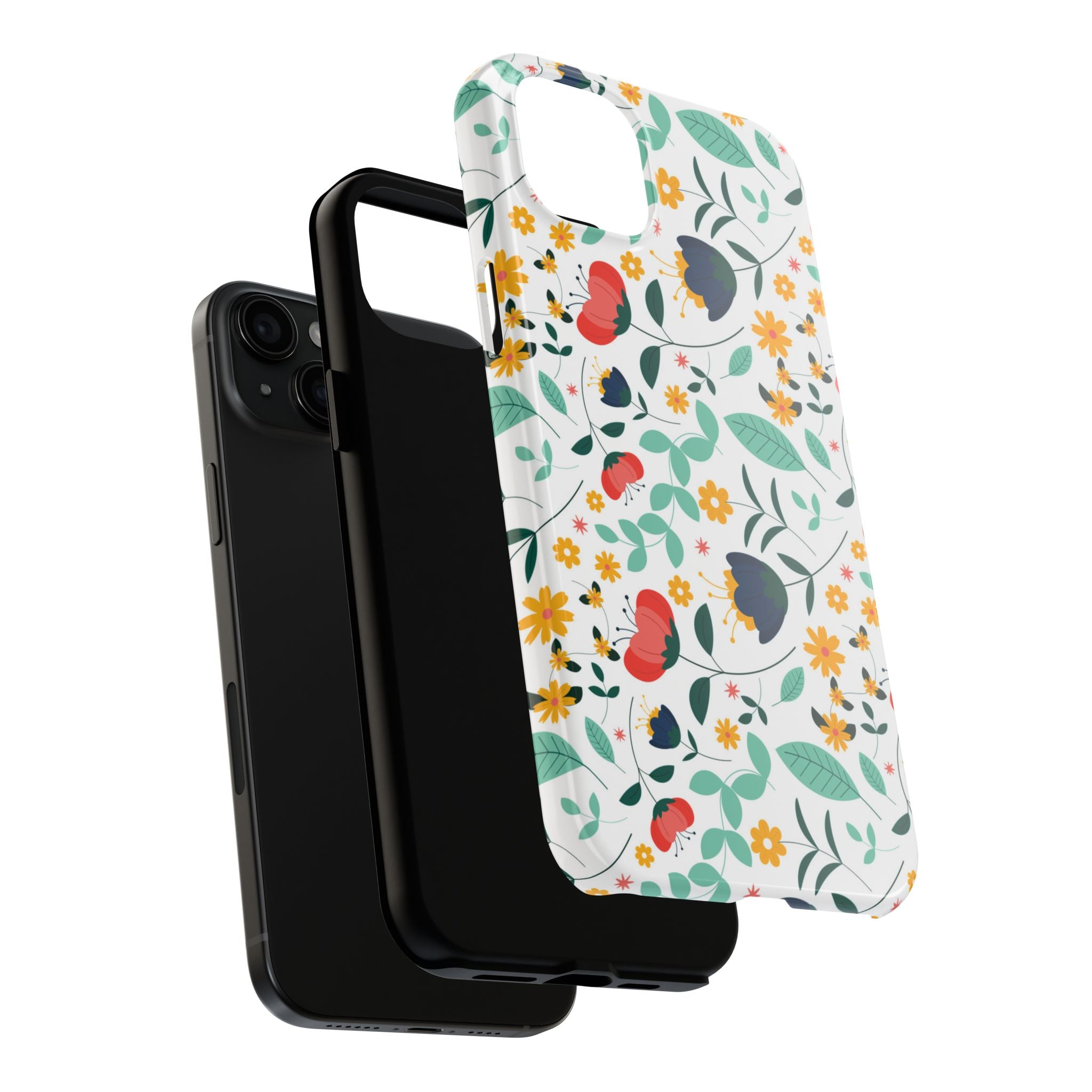 Floral Pattern Tough Phone Case — Colorful Spring Flowers Phone Cover