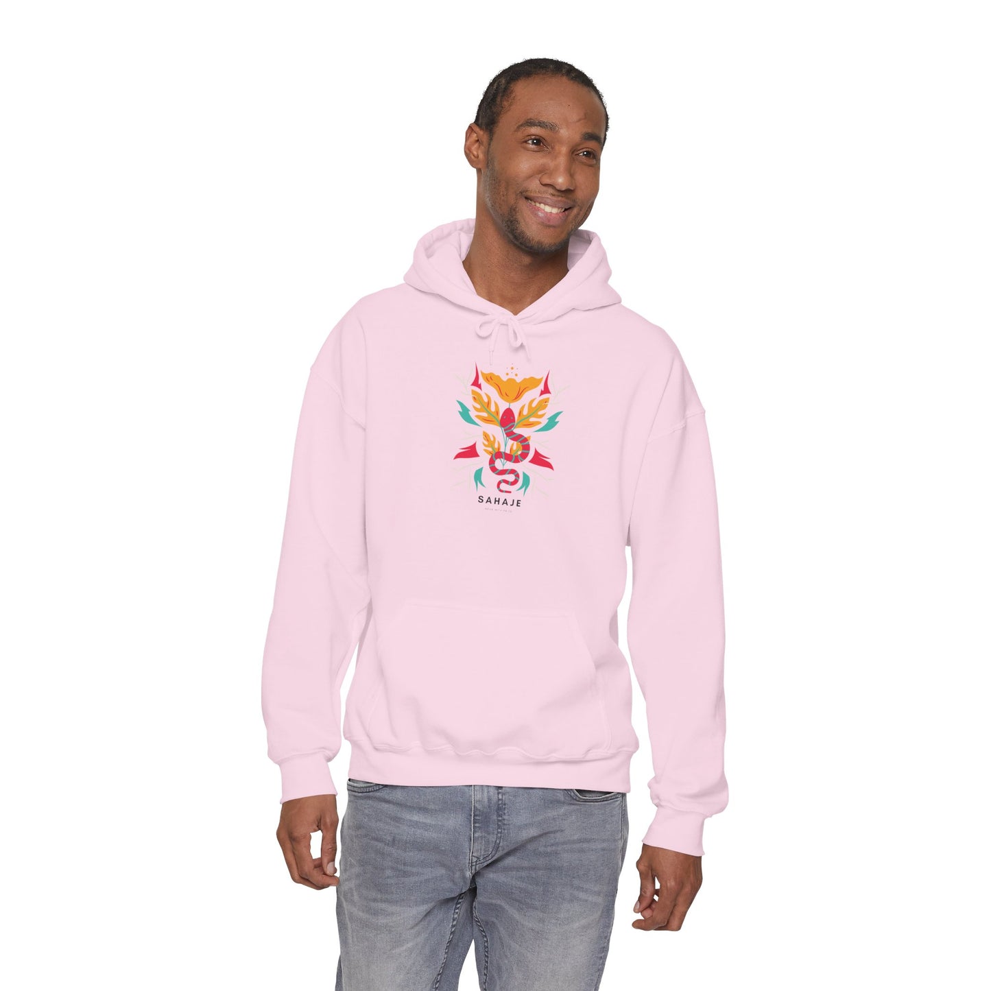 Floral Snake Hoodie — Colorful Serpent & Bloom Graphic Sweatshirt