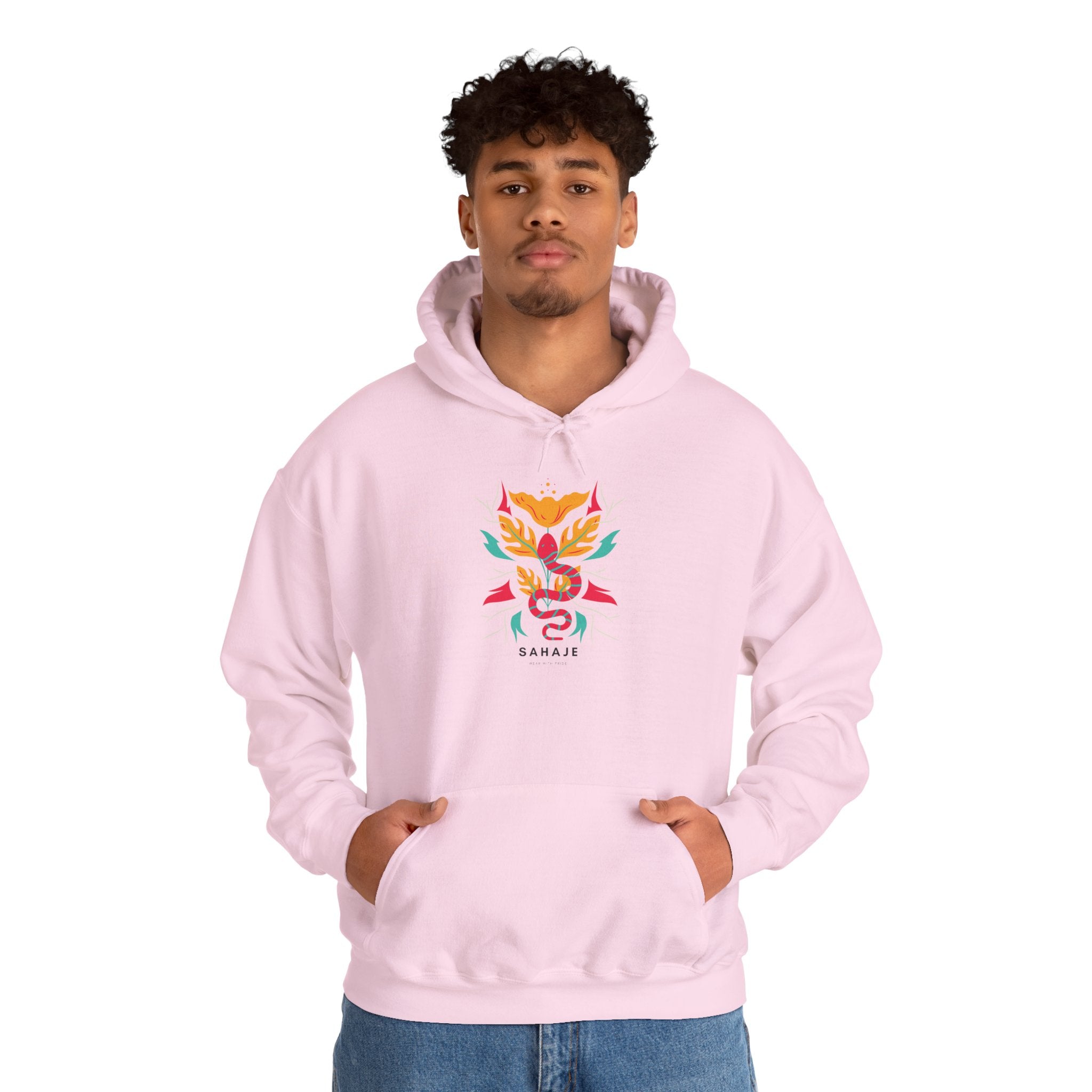 Floral Snake Hoodie — Colorful Serpent & Bloom Graphic Sweatshirt
