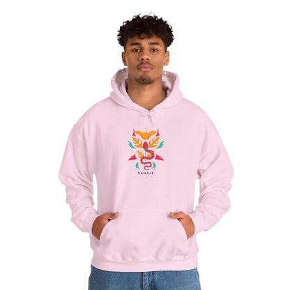 Floral Snake Hoodie — Colorful Serpent & Bloom Graphic Sweatshirt