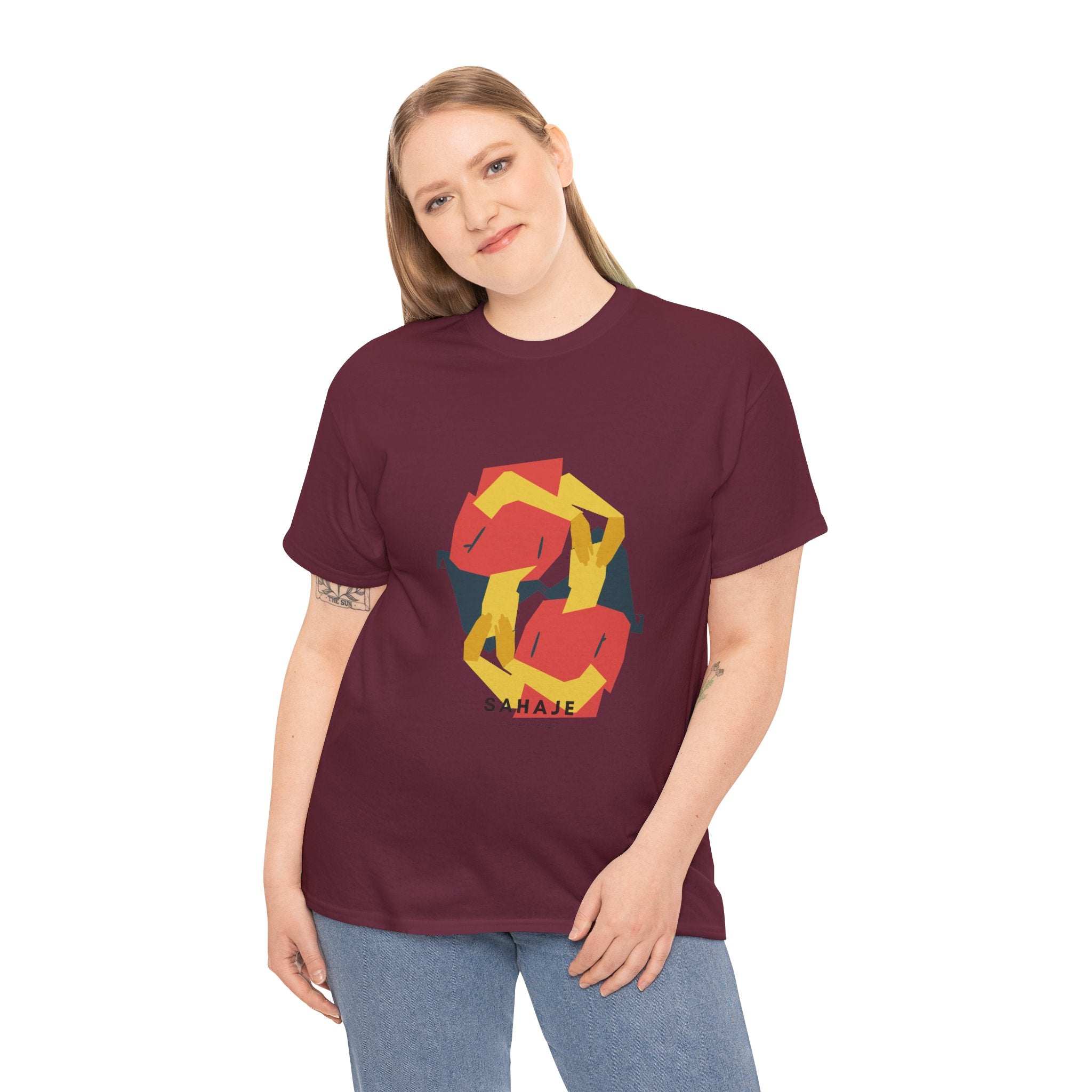 Geometric Fox Tee — Stylized Red & Yellow Fox Illustration T-Shirt