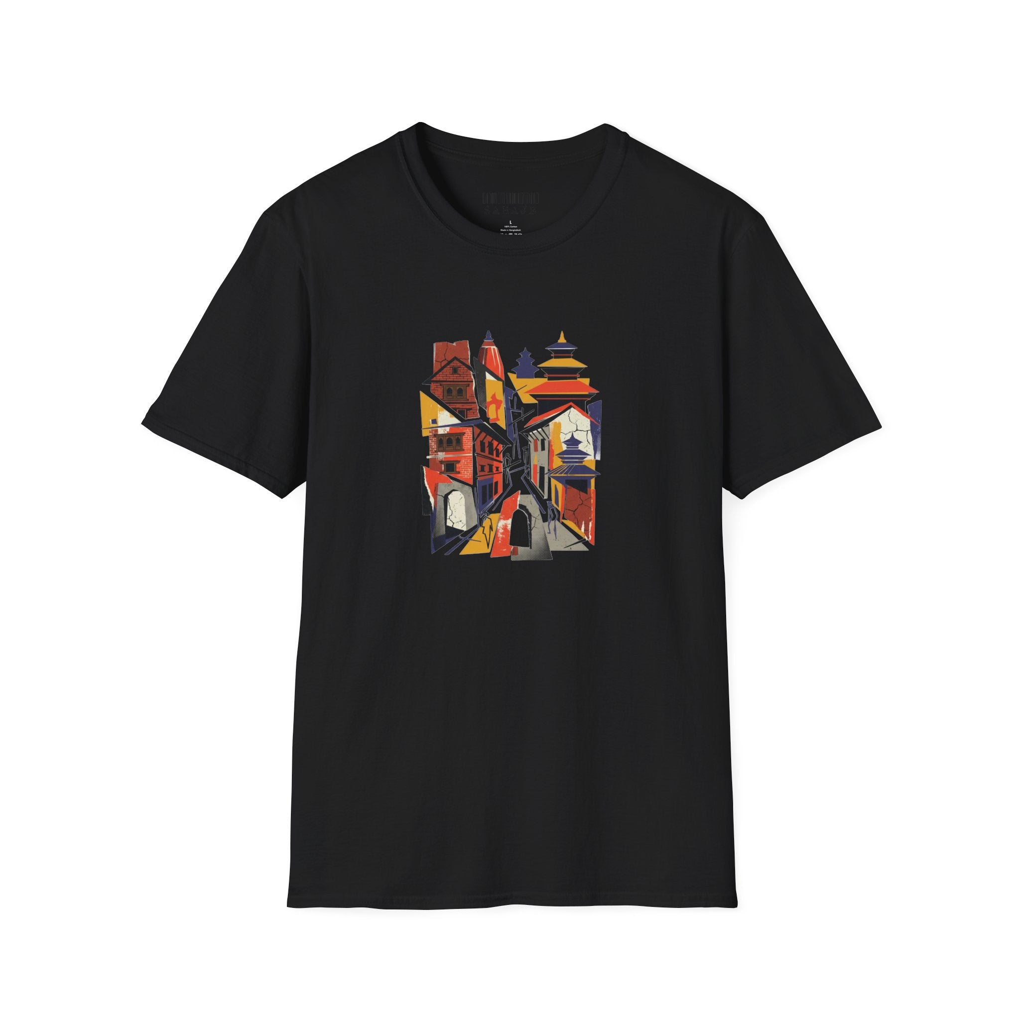 Cityscape Art Tee — Abstract Urban Alley Illustration T-Shirt