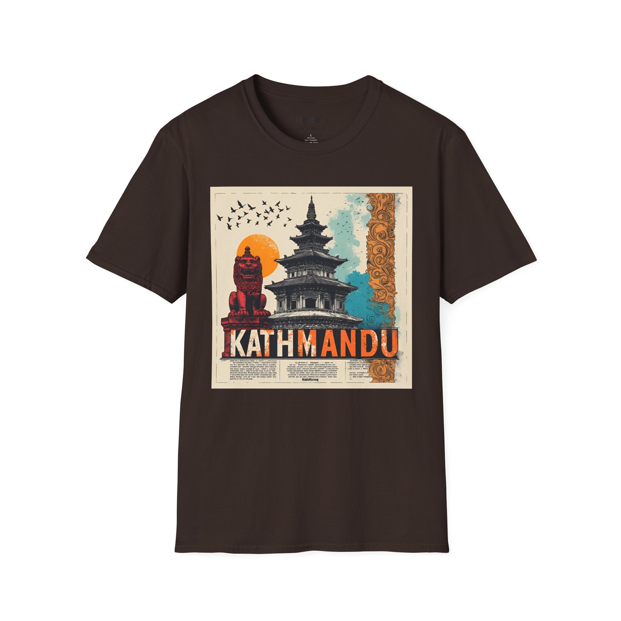 Kathmandu Vintage Travel T-Shirt – Retro Nepal Skyline Graphic Tee, Cultural Tourism Design