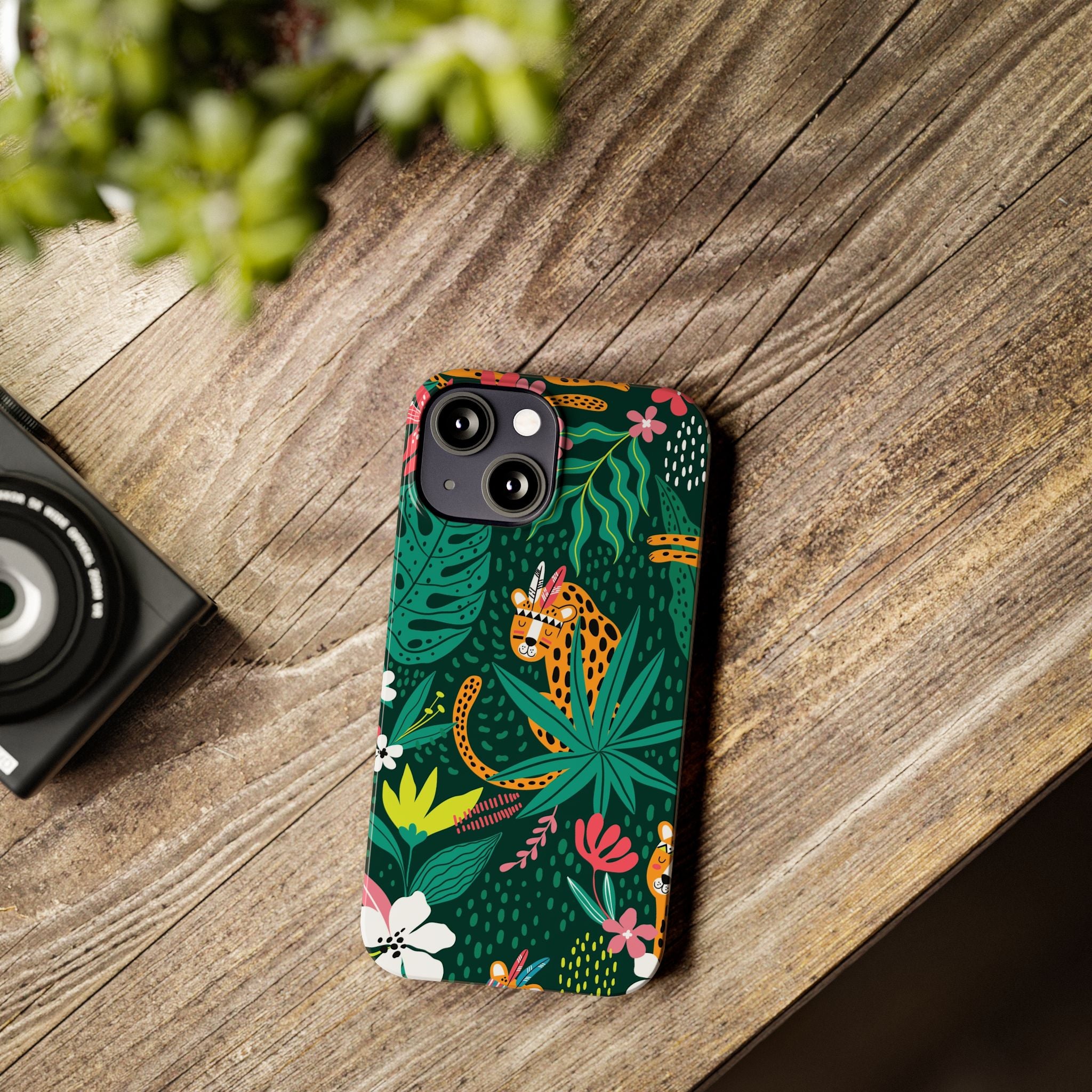 Slim Phone Case — Tropical Jungle Leopard Floral Pattern (Slim Protective Phone Cover)