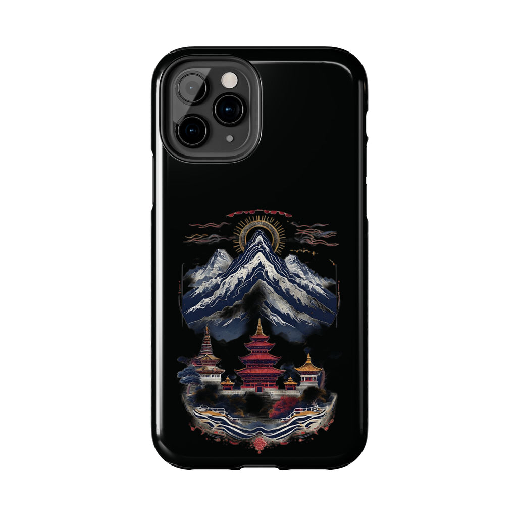 Mountain Temple Tough Phone Case — Japanese-Inspired Landscape Phone Cover