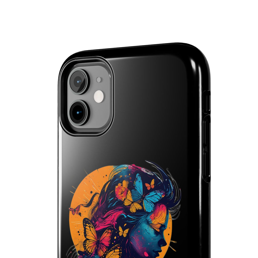 Butterfly Silhouette Tough Phone Case — Colorful Woman Art Protective Cover