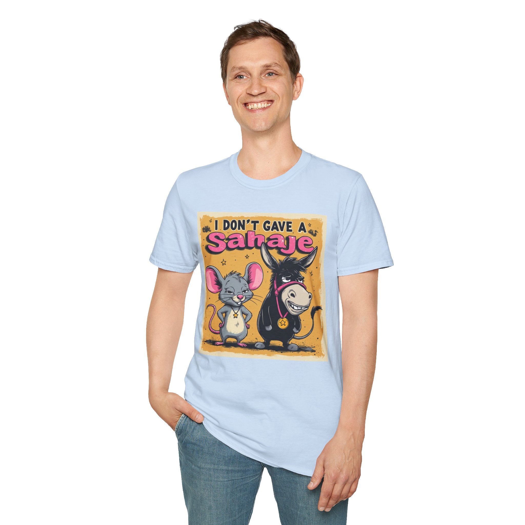 Don’t Give a Satrage T-Shirt — Funny Mouse & Donkey Cartoon Tee