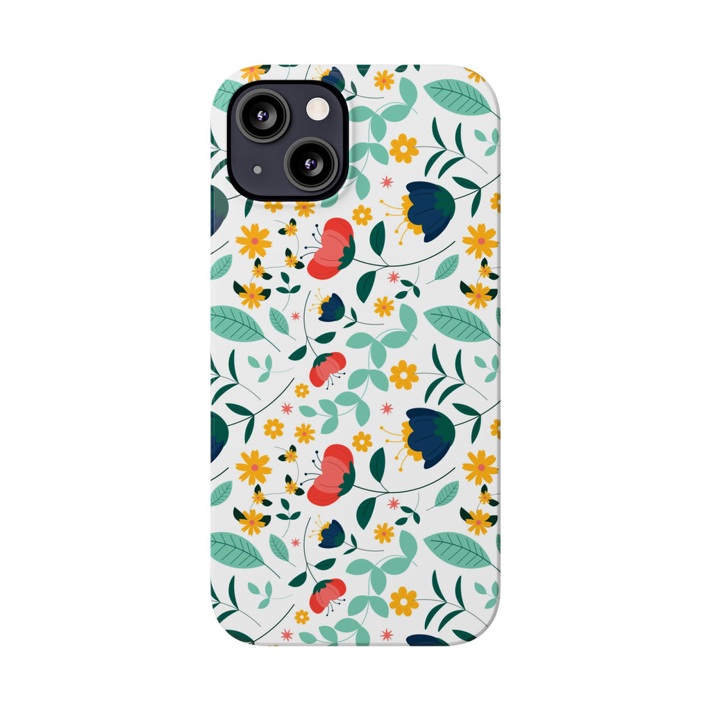 Floral Slim Phone Case — Colorful Folk Flower Pattern