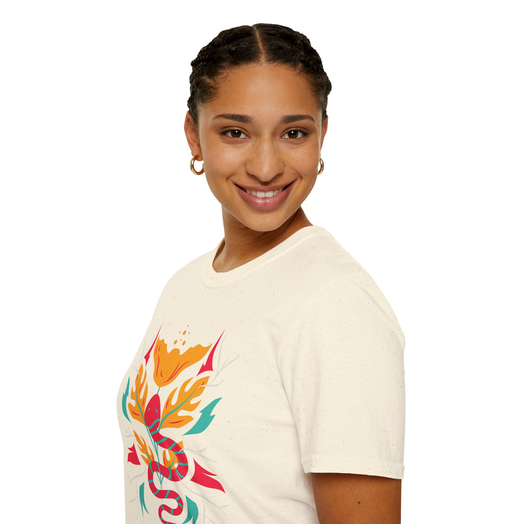 Sahaje Floral Snake Graphic T‑Shirt — Colorful Botanical Serpent Tee