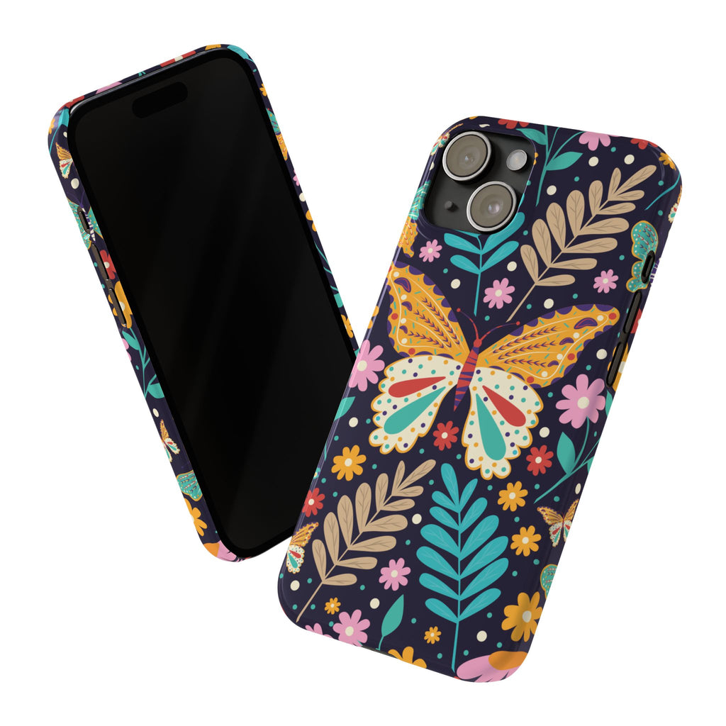 Butterfly Floral Slim Phone Case — Colorful Boho Garden Design