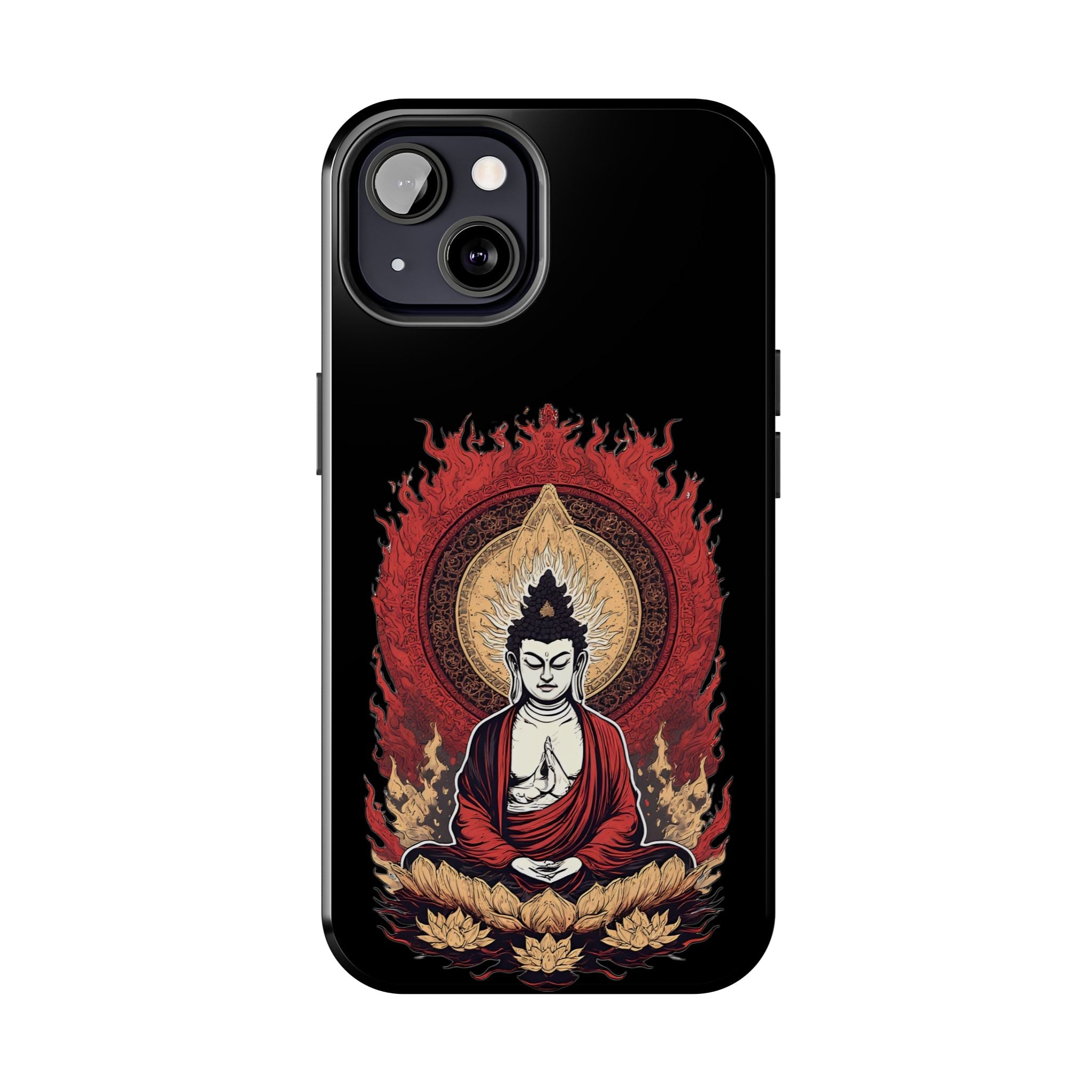 Buddha Meditation Tough Phone Case — Flame Halo Lotus Spiritual Protective Cover