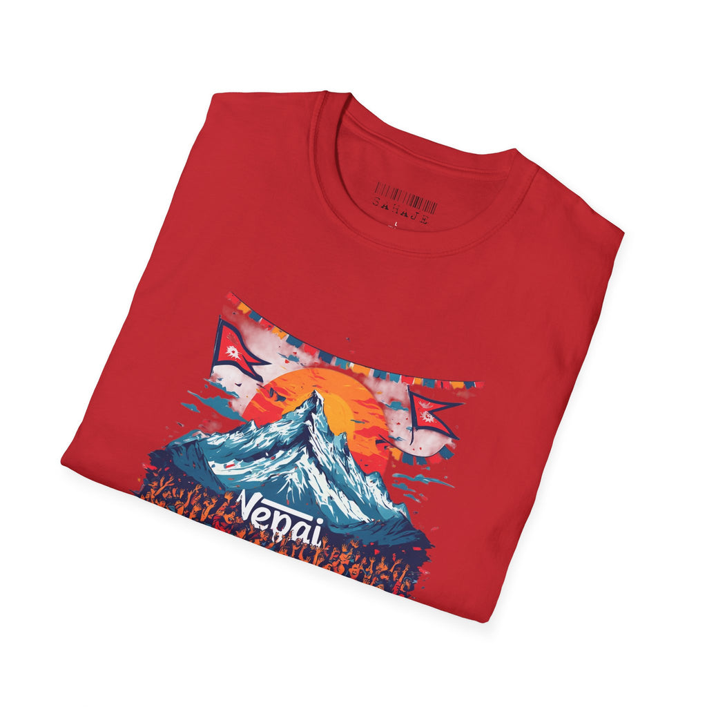 Nepal Mountain Sunrise T-Shirt — Retro Trekking Graphic Tee