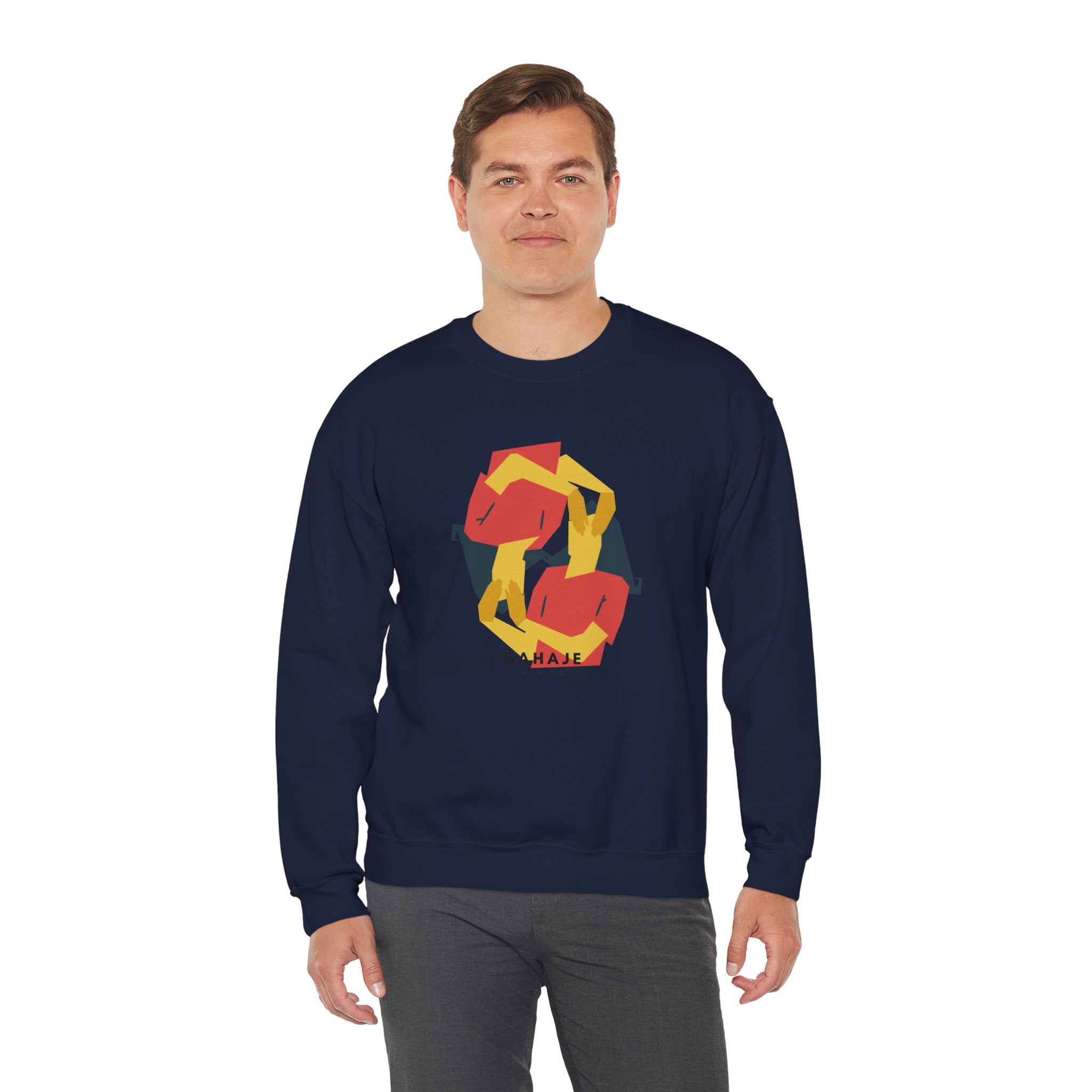 Abstract Flamingo Geometric Crewneck Sweatshirt