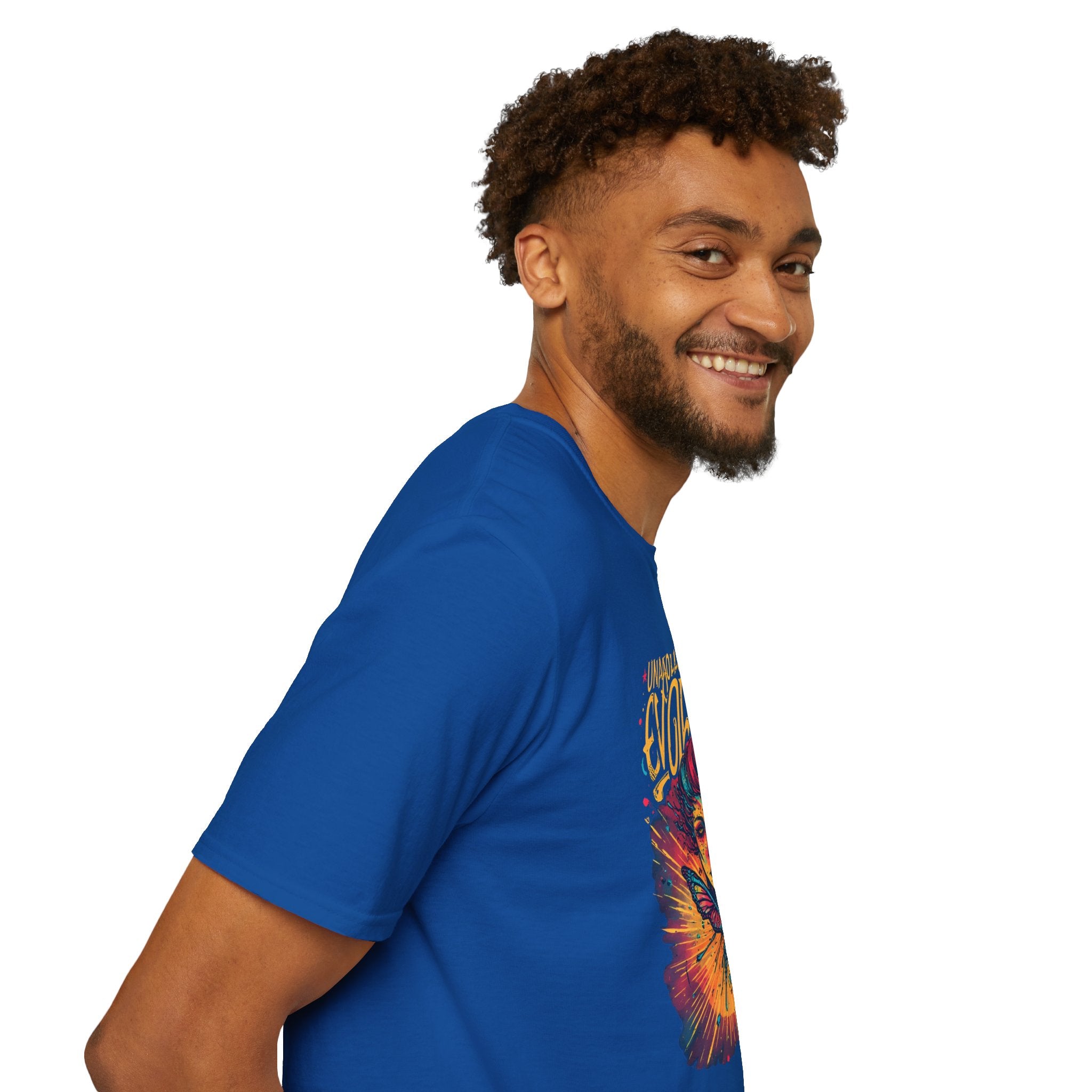 Evolving Butterfly Graphic T-Shirt — "Unapologetically Evolving" Vibrant Psychedelic Tee