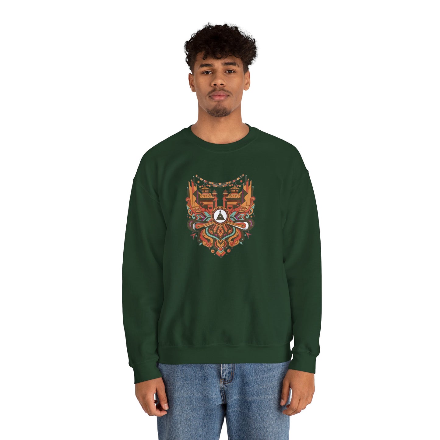 Vintage Tribal Fox Sweatshirt — Geometric Forest Animal Crewneck