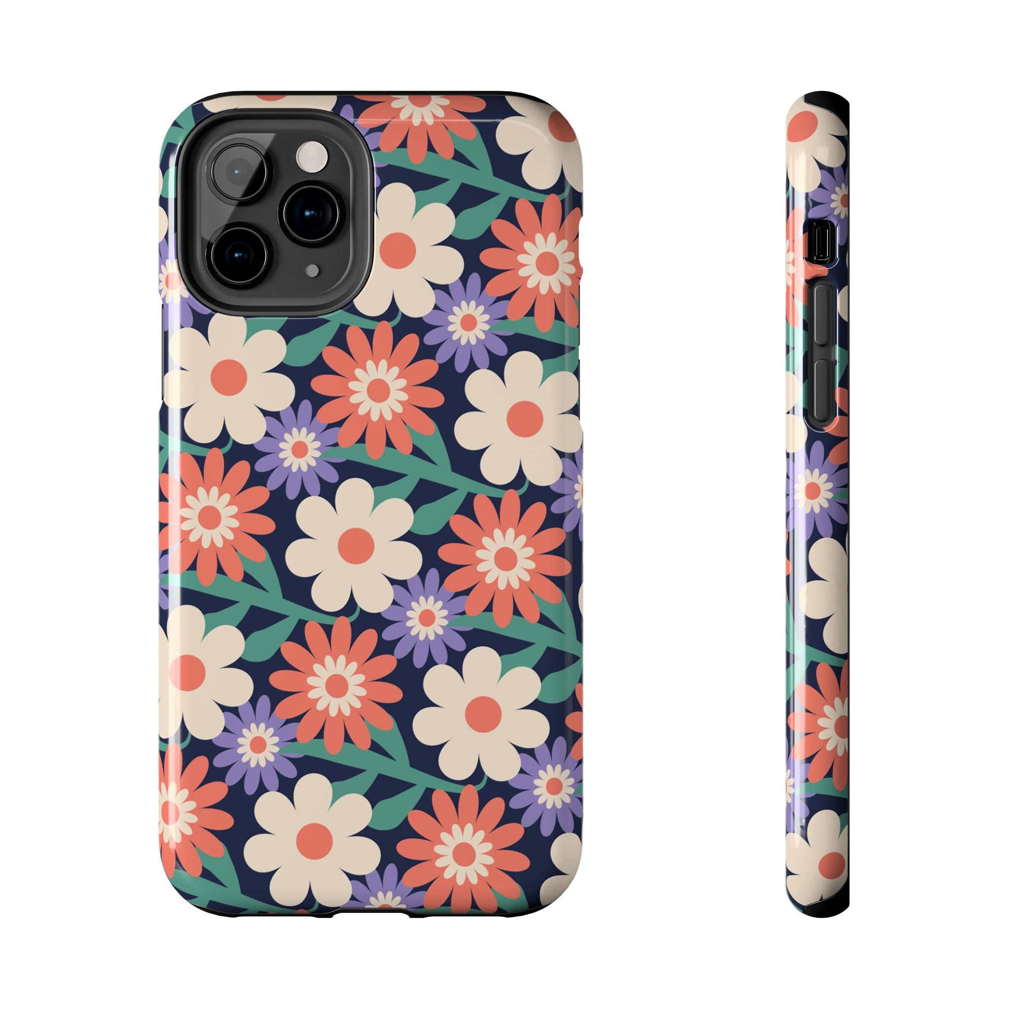 Floral Tough Phone Case — Retro Daisies Protective Phone Cover