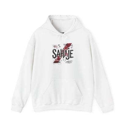 Sahaje Graphic Hoodie – Distressed Vintage Script Pullover