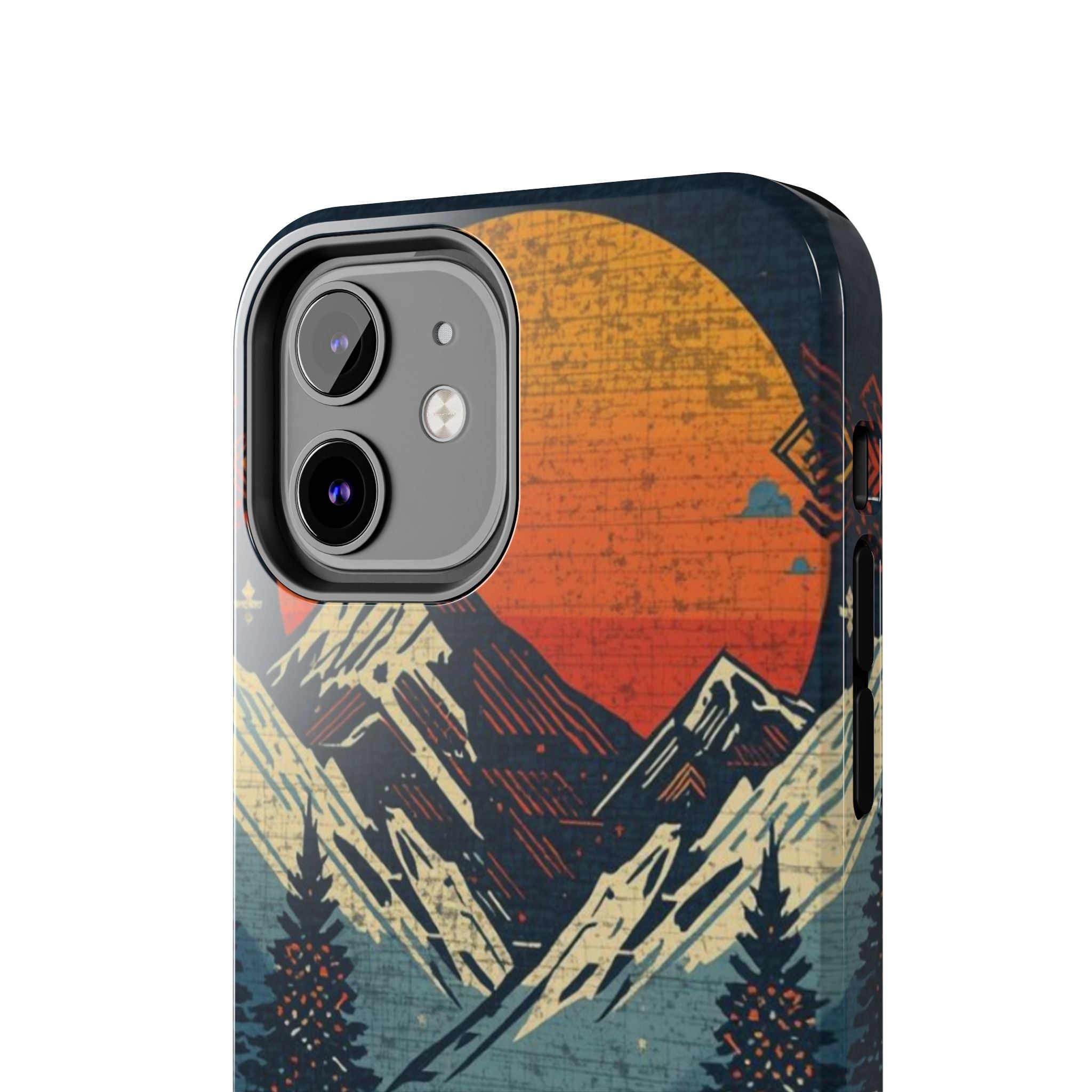Tough Phone Case — Retro Mountain Sunset Design