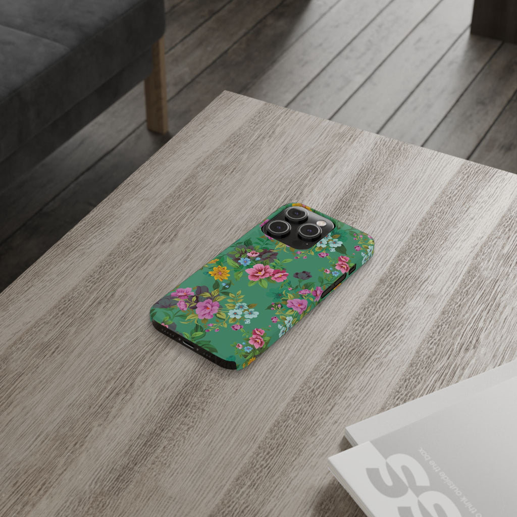 Floral Slim Phone Case - Cute Botanical Design, Gift for Spring, Nature Lovers, Customizable Phone Cover, Trendy Accessories, Flower Power