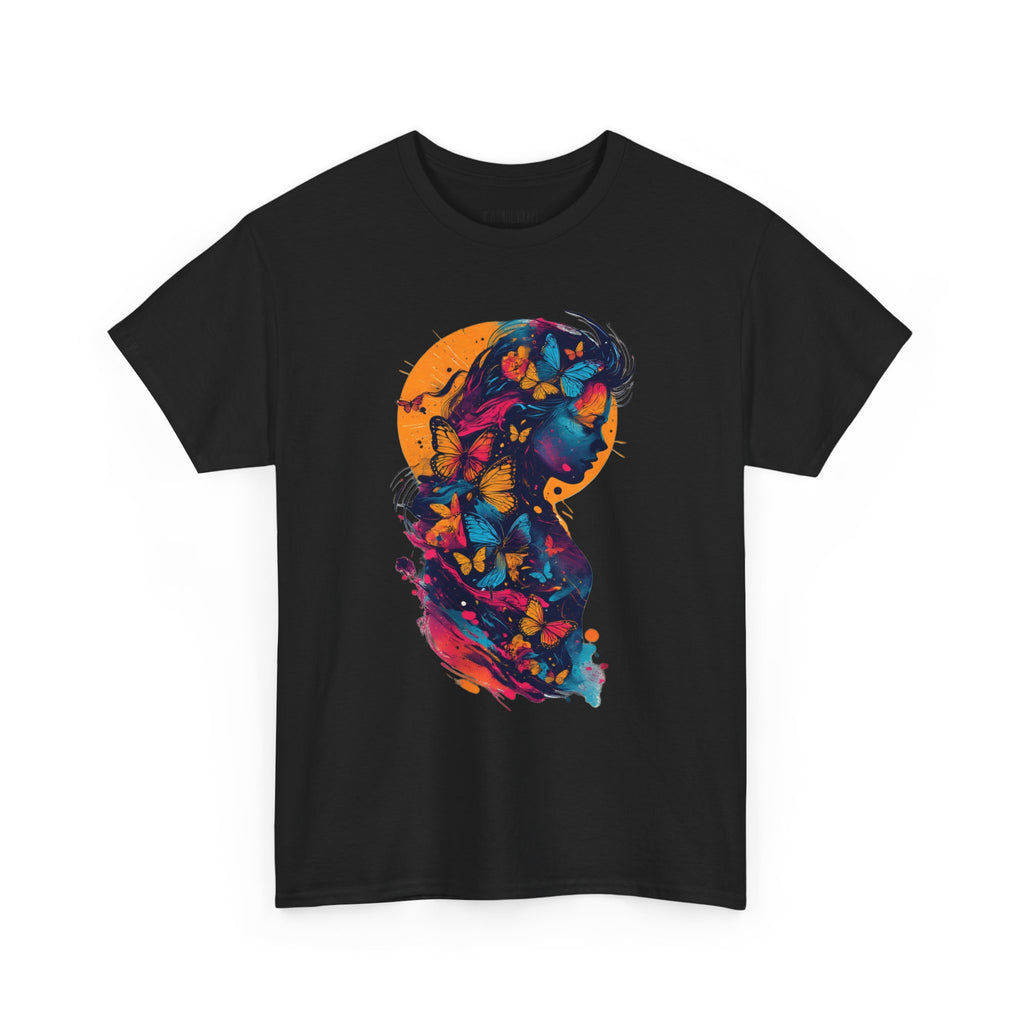 Butterfly Silhouette Graphic Tee — Colorful Maternity Profile Design
