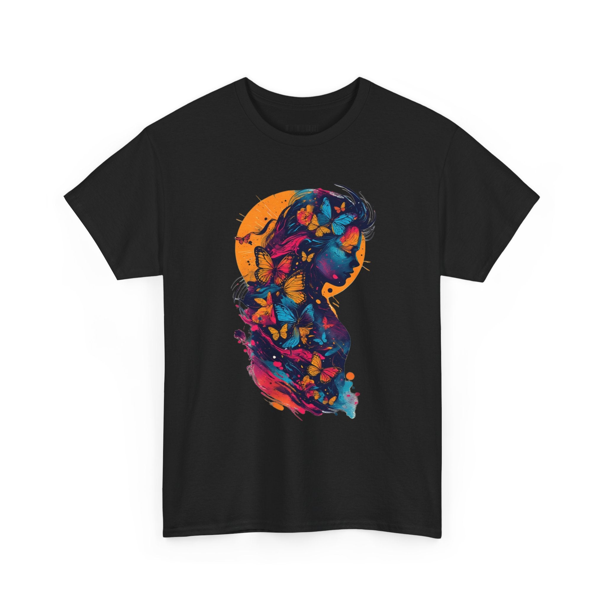 Butterfly Silhouette Graphic Tee — Colorful Maternity Profile Design