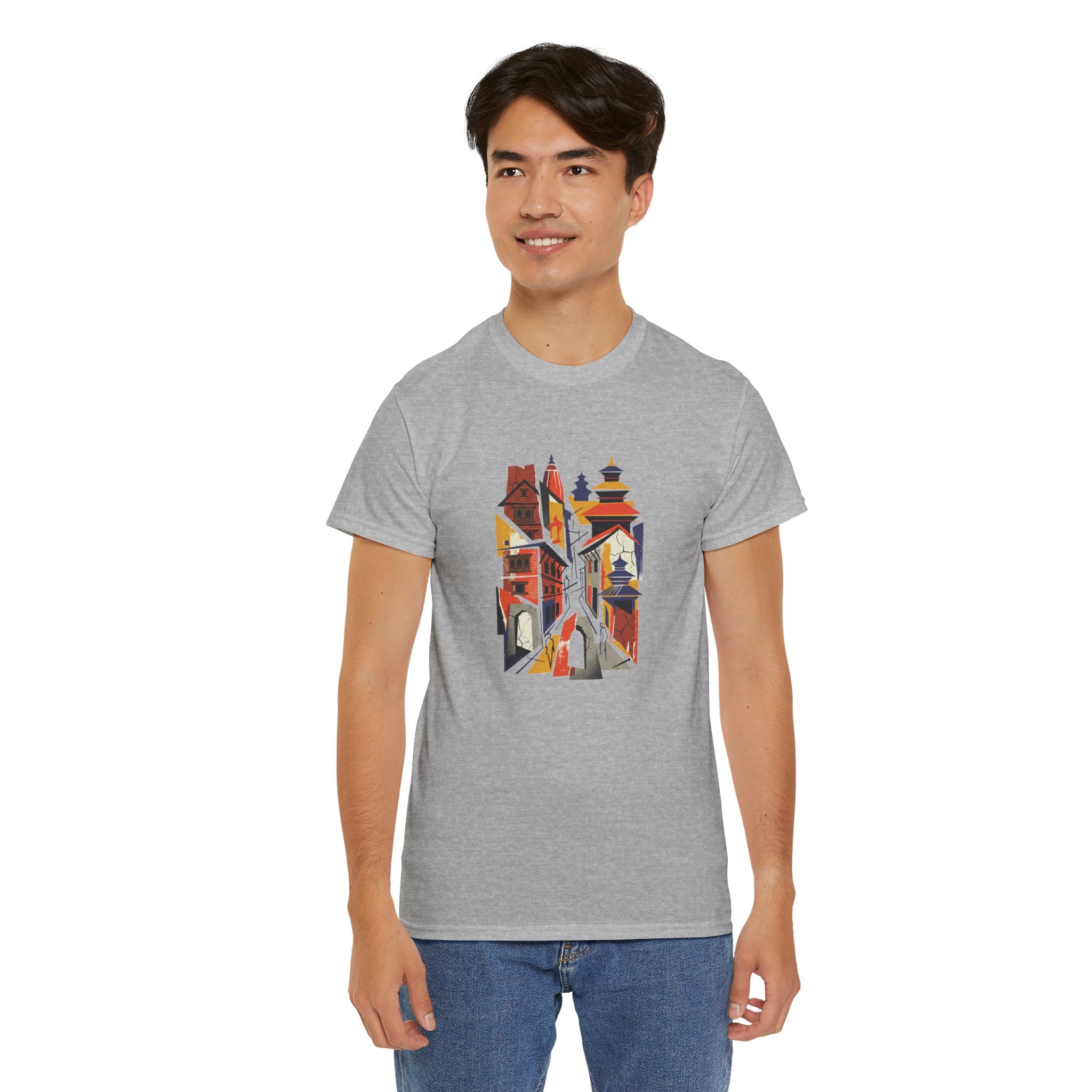 Cityscape Abstract Tee — Colorful Urban Architecture Graphic T‑Shirt