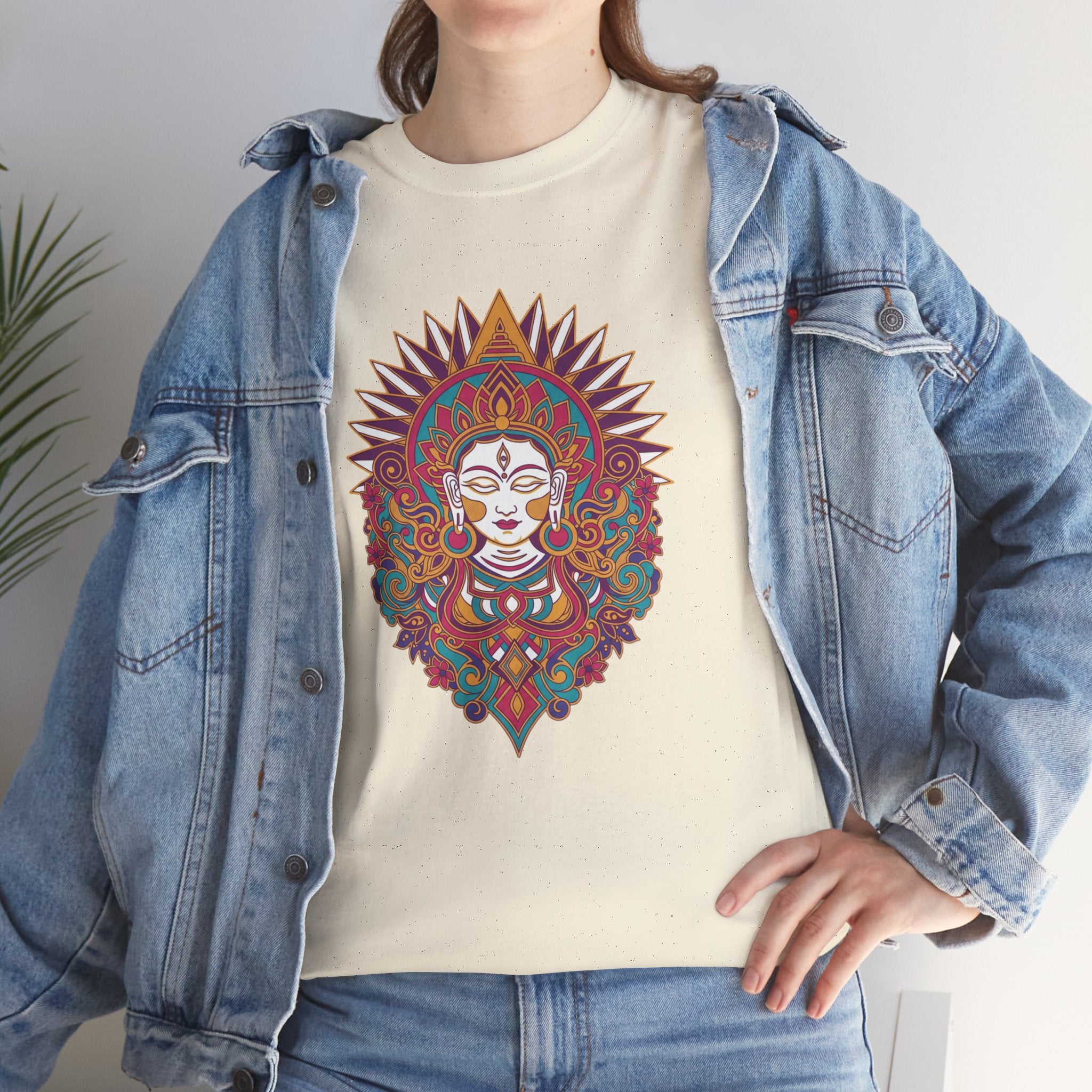 Spiritual Goddess Sun Mandala Tee — Colorful Boho Yoga T‑Shirt