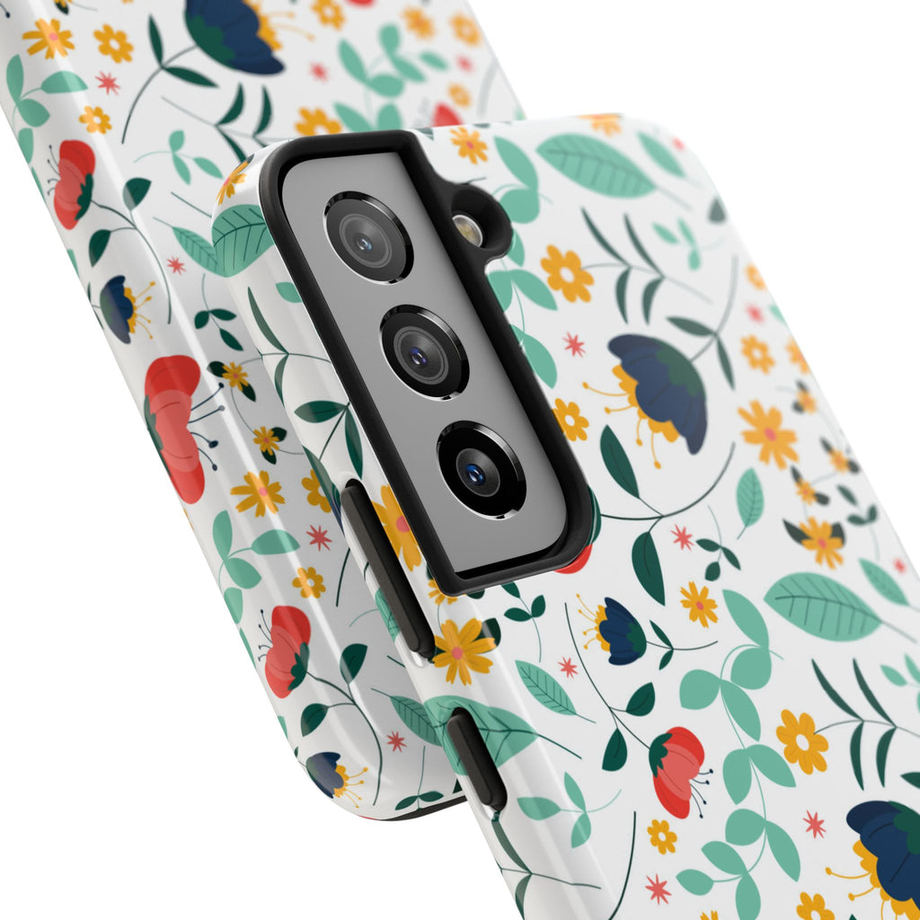 Floral Pattern Tough Phone Case — Colorful Spring Flowers Phone Cover
