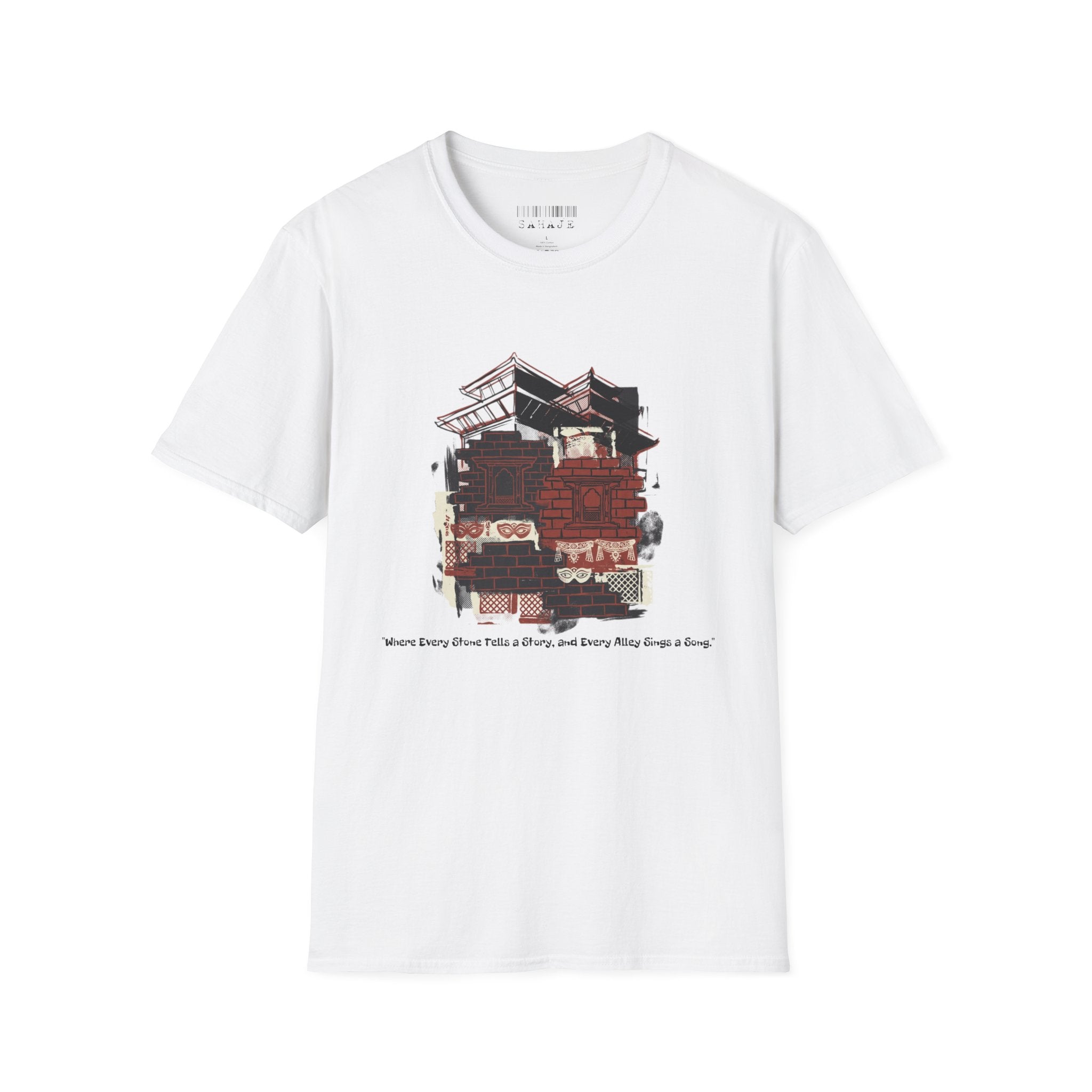 T-Shirt — Vintage Camper & Cabin Graphic Tee (“Woke 2 a New World & Now a Story” text)