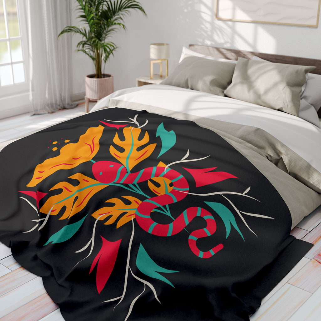 Arctic Fleece Blanket — Bold Floral Snake Print Throw