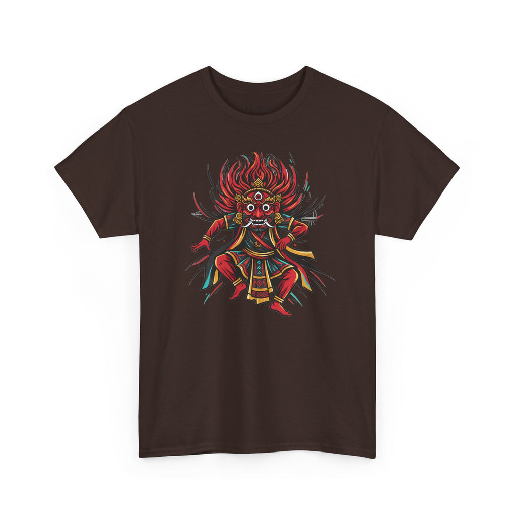T-Shirt — Fierce Red Oni Demon Graphic Tee (Mythic Japanese Mask Design)