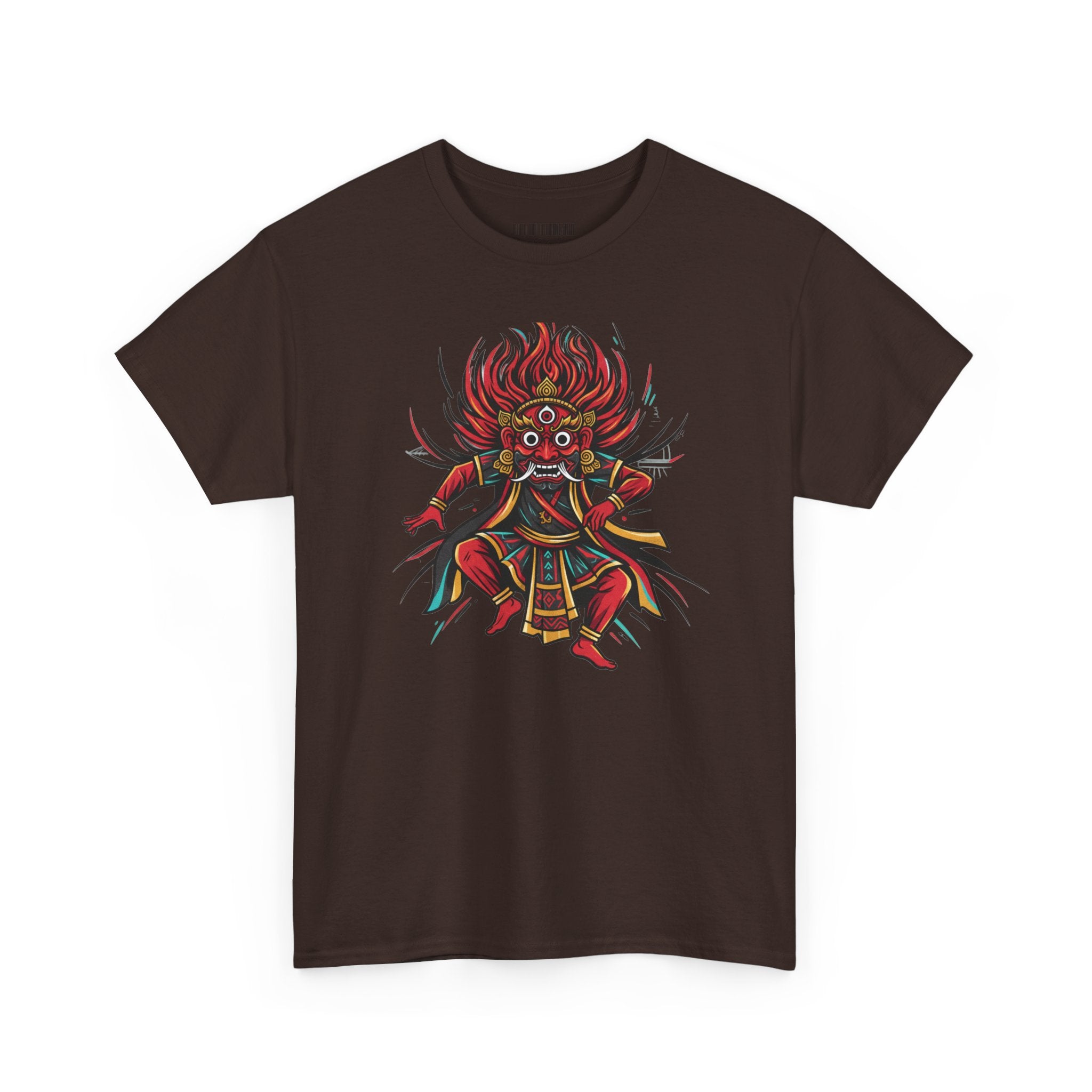 T-Shirt — Fierce Red Oni Demon Graphic Tee (Mythic Japanese Mask Design)