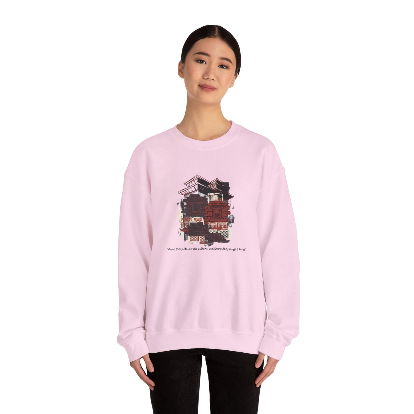 Crewneck Sweatshirt — Cozy Vintage Cabin Illustration with Quote