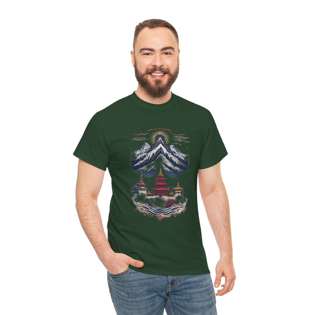 Japanese Mountain Pagoda T-Shirt — Zen Temple Landscape Tee