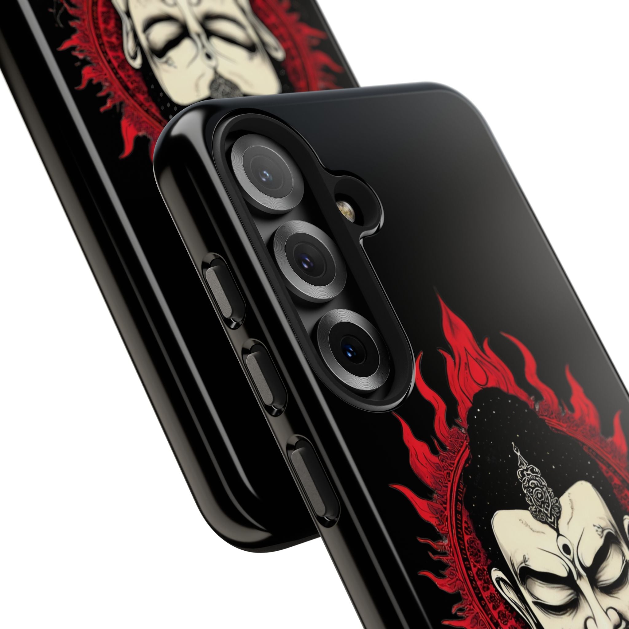 Meditative Buddha Tough Phone Case — Red Flame Zen Protection