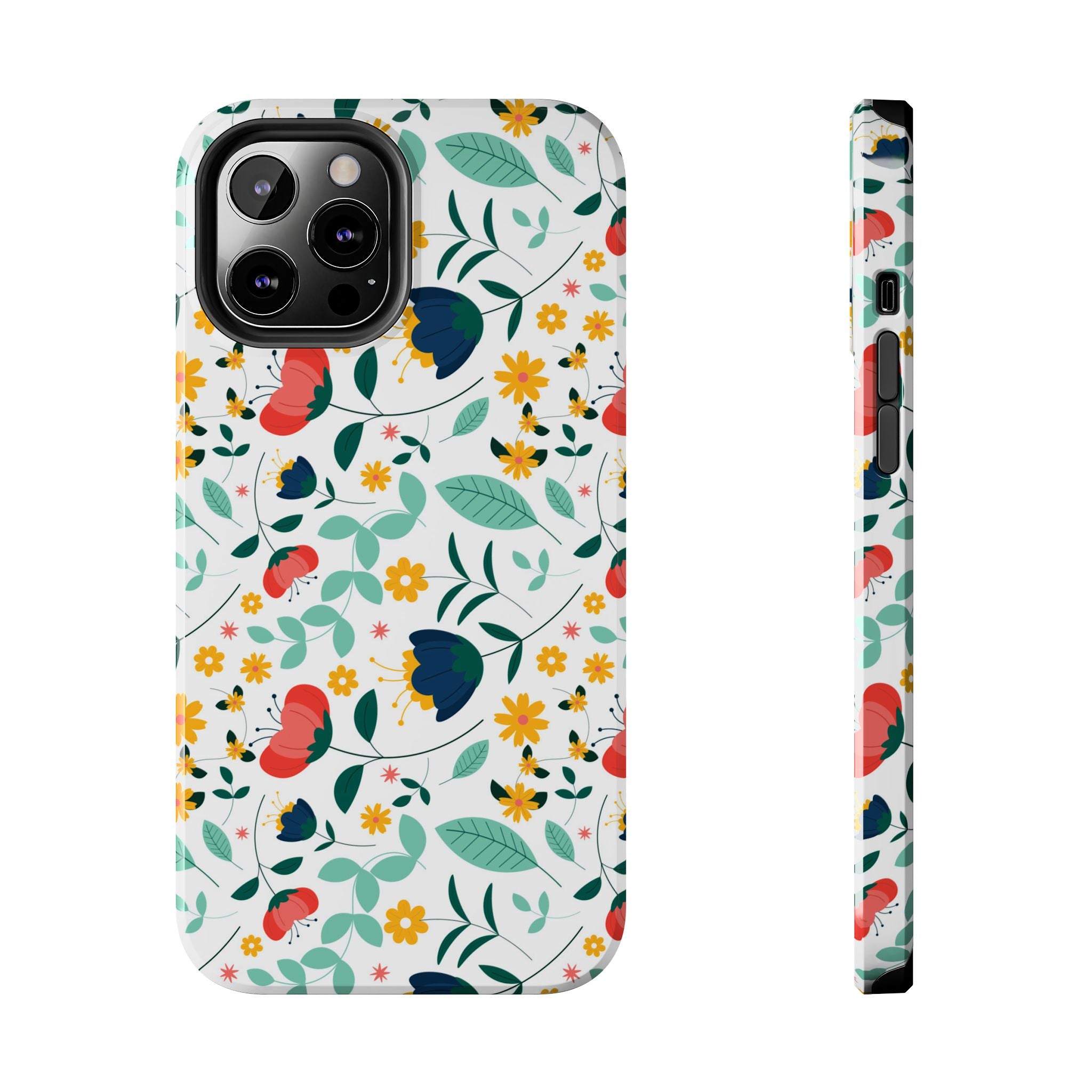 Floral Pattern Tough Phone Case — Colorful Spring Flowers Phone Cover