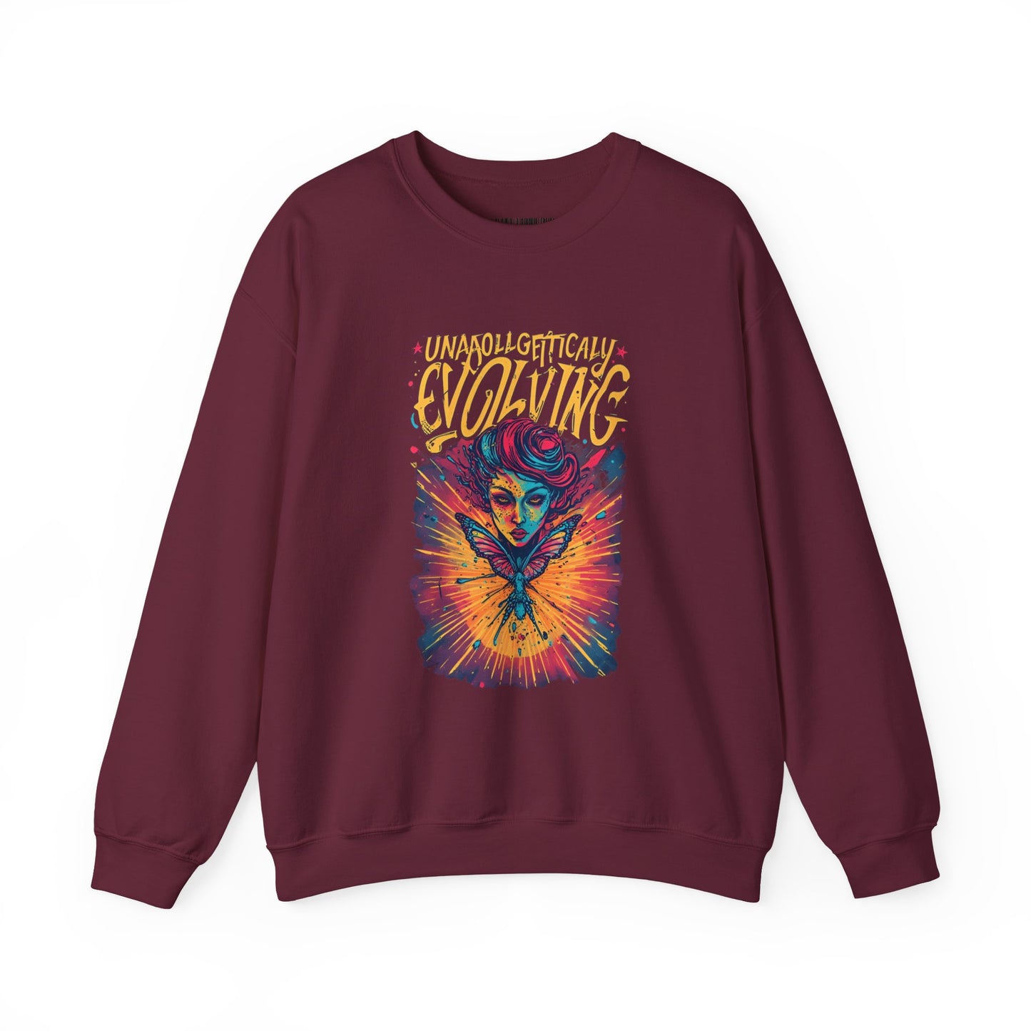 Evolving Butterfly Crewneck Sweatshirt — "Unafraid, Authentically Evolving" Inspirational Pullover