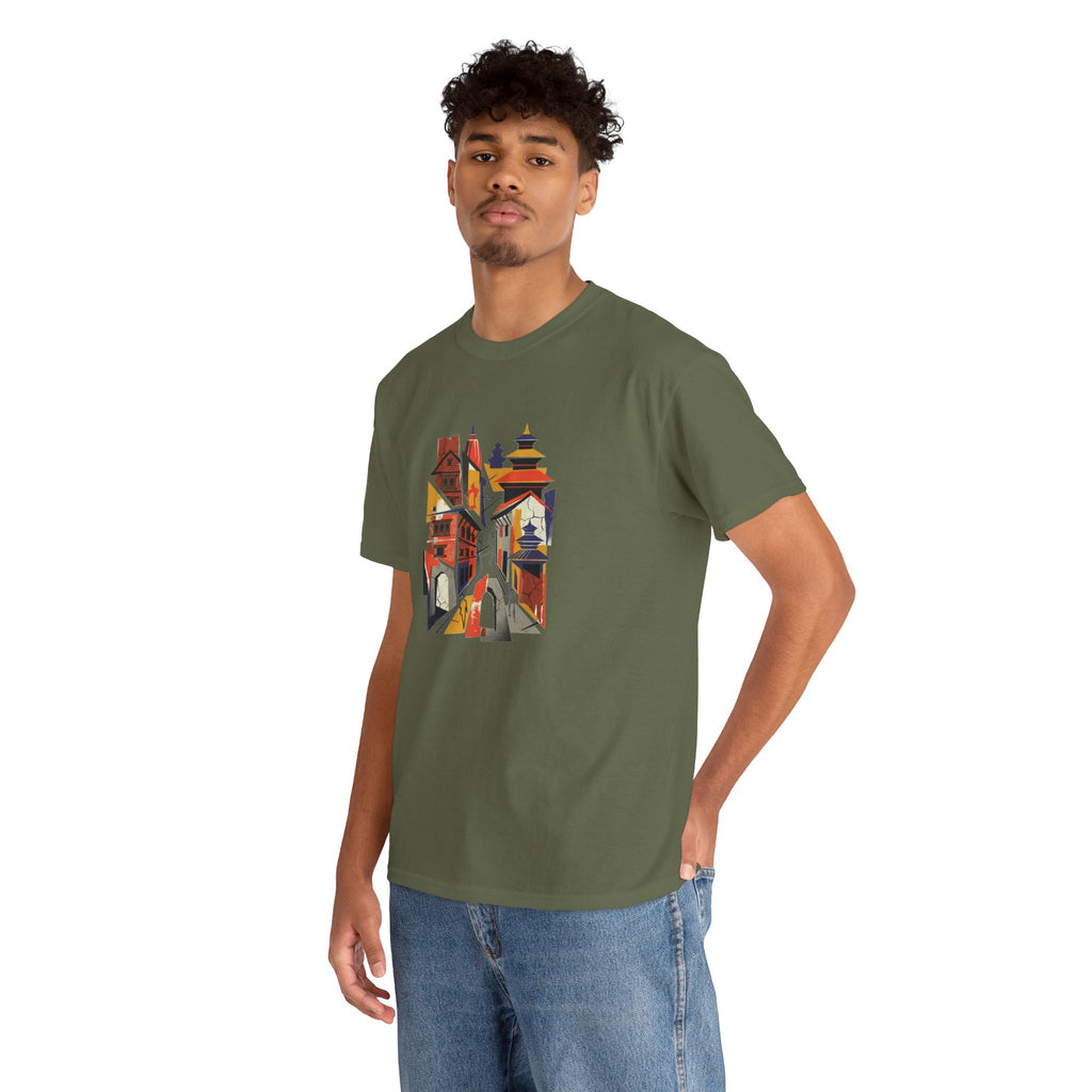 Cityscape Abstract Tee — Colorful Urban Architecture Graphic T‑Shirt