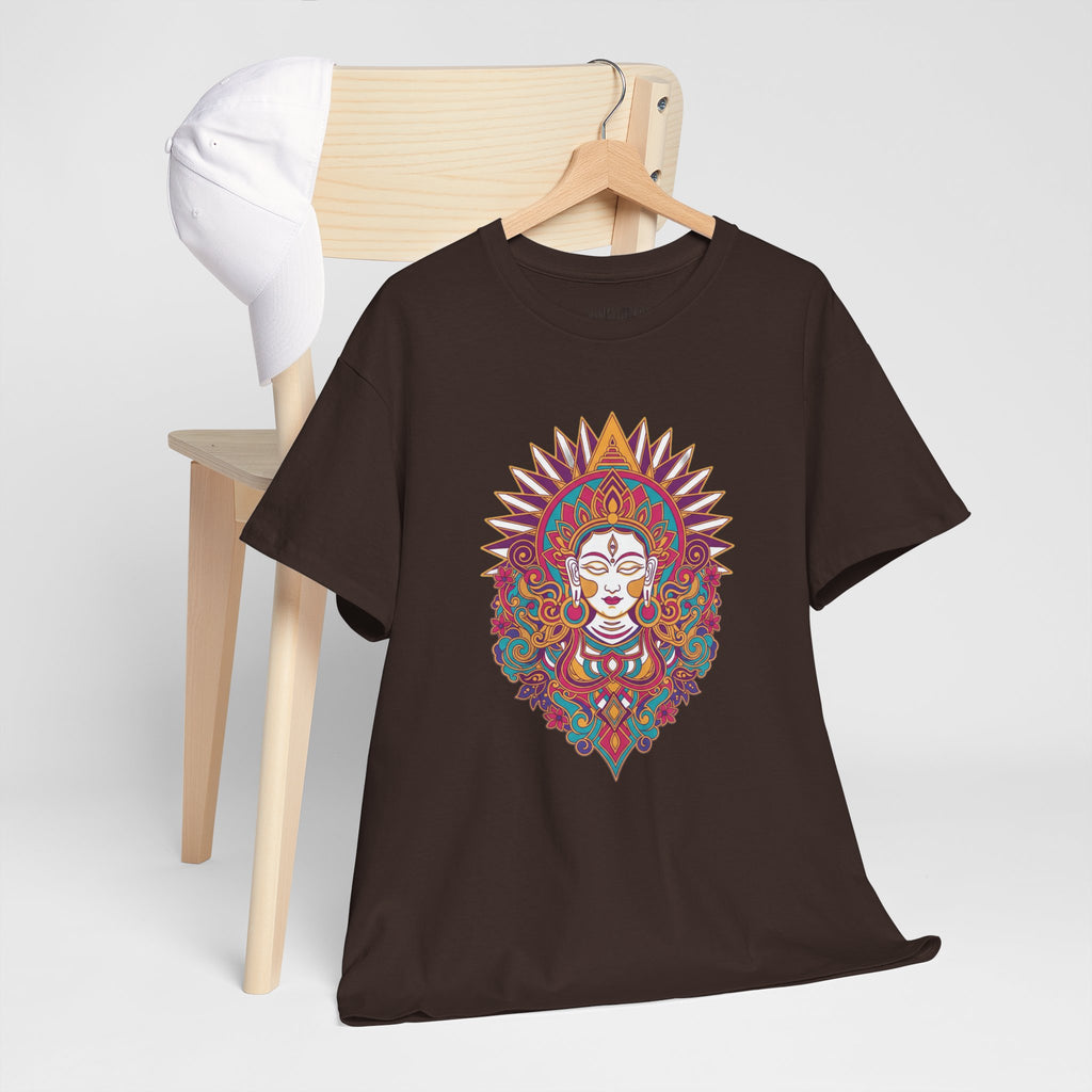 Spiritual Goddess Sun Mandala Tee — Colorful Boho Yoga T‑Shirt