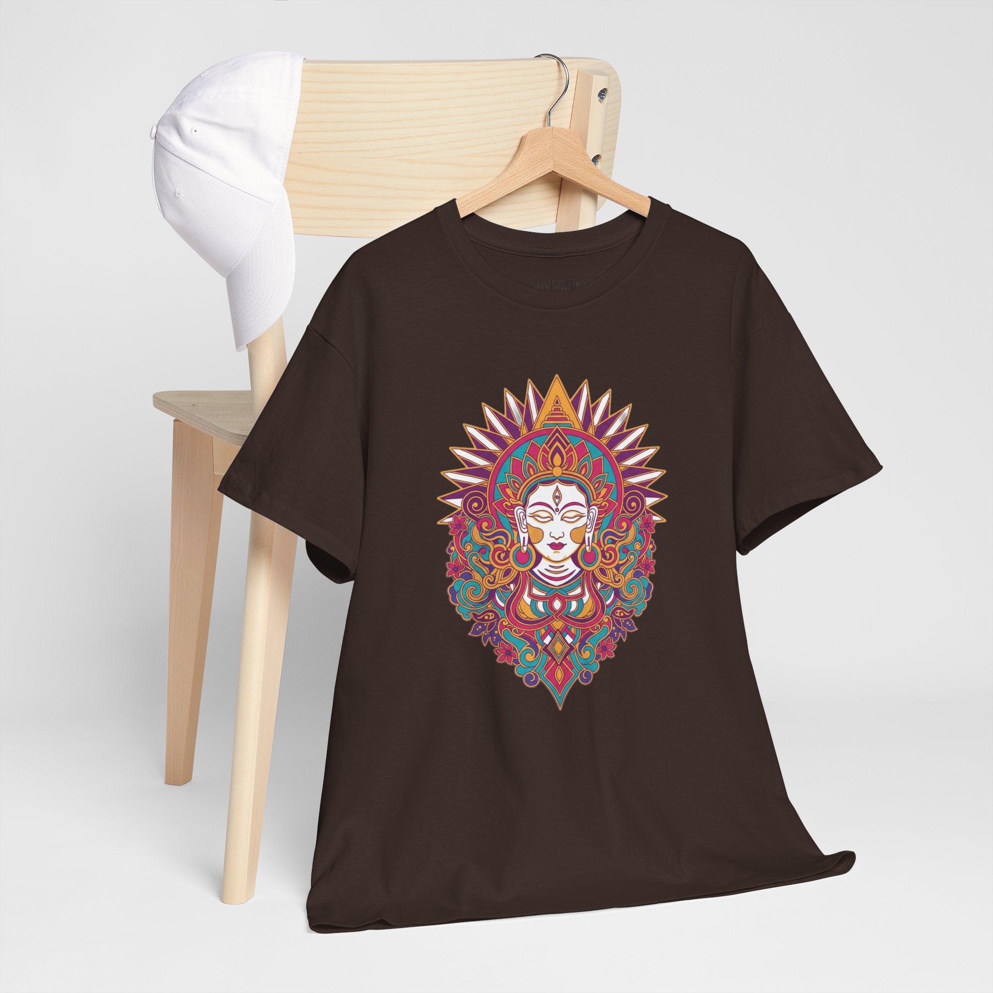 Spiritual Goddess Sun Mandala Tee — Colorful Boho Yoga T‑Shirt
