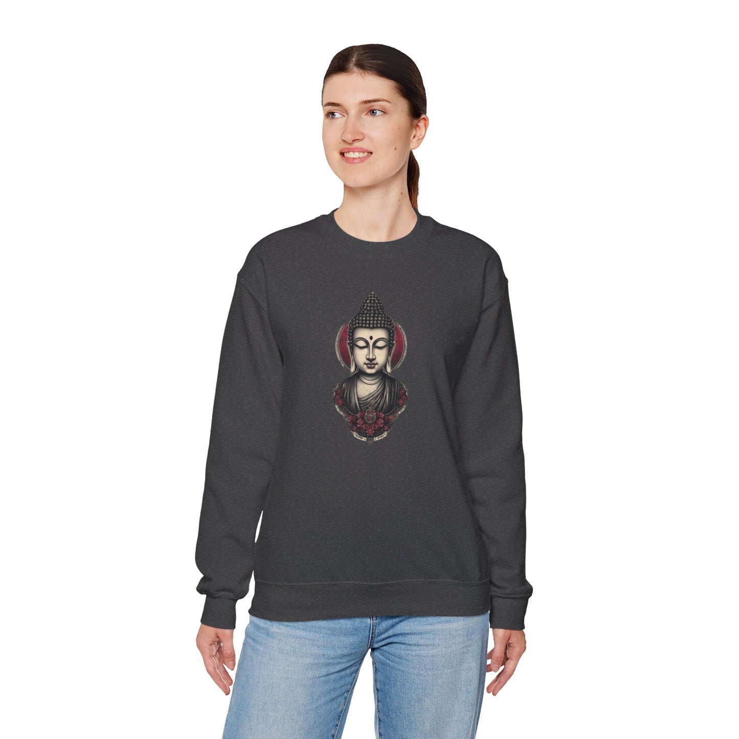 Buddha Lotus Crewneck Sweatshirt — Tranquil Meditation Graphic