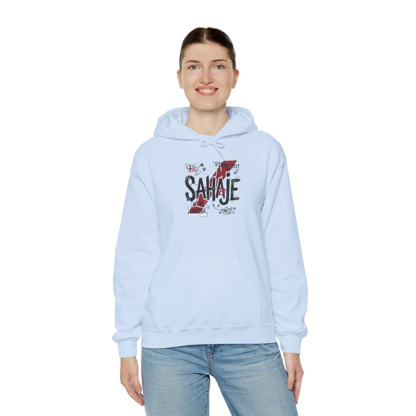 Sahaje Graphic Hoodie – Distressed Vintage Script Pullover
