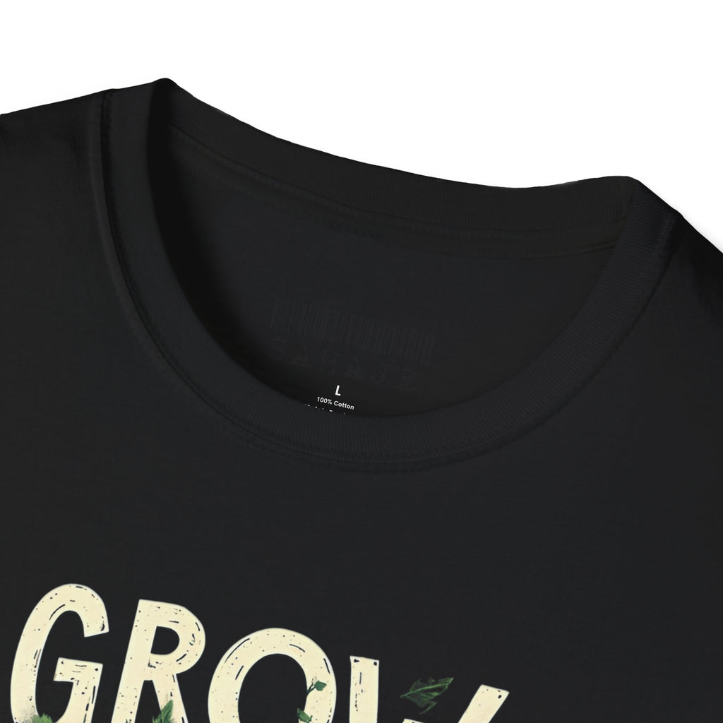 T-Shirt — Floral 'Grow Slow, Go Through' Inspirational Graphic Tee
