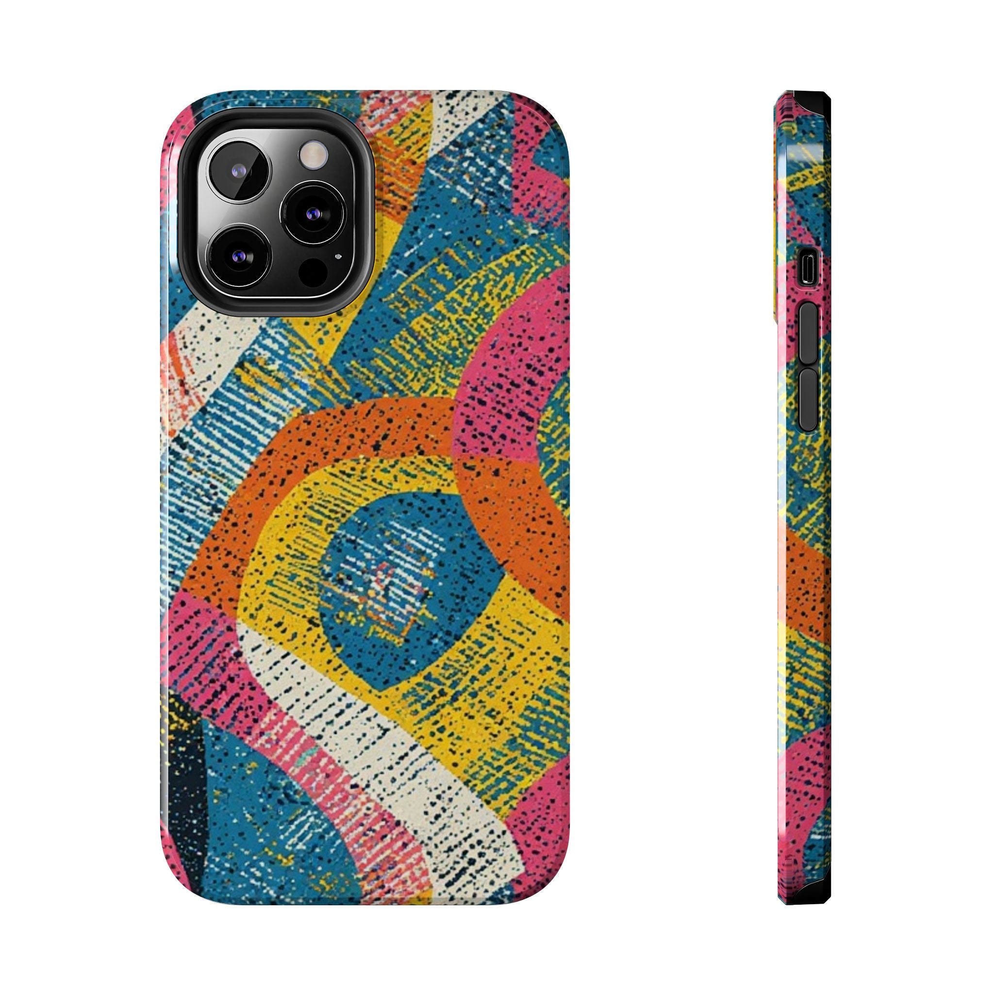 Bold Retro Abstract Tough Phone Case — Colorful Geometric Protective Cover