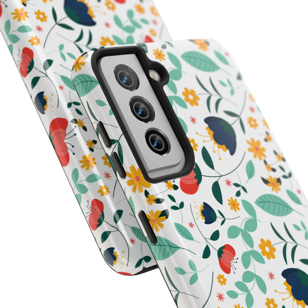 Floral Pattern Tough Phone Case — Colorful Spring Flowers Phone Cover