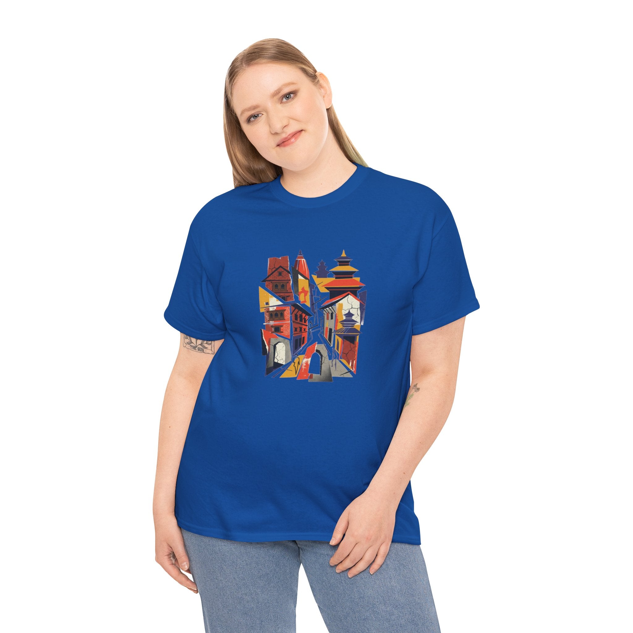 Cityscape Abstract Tee — Colorful Urban Architecture Graphic T‑Shirt